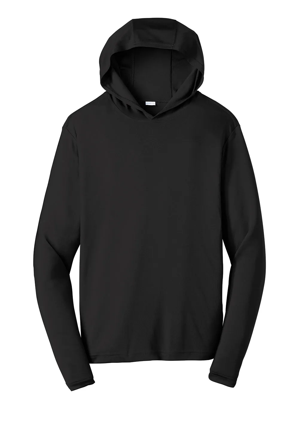 Sport-Tek Mens Competitor Moisture Wicking Long Sleeve Hooded T-Shirt Hoodie - Black