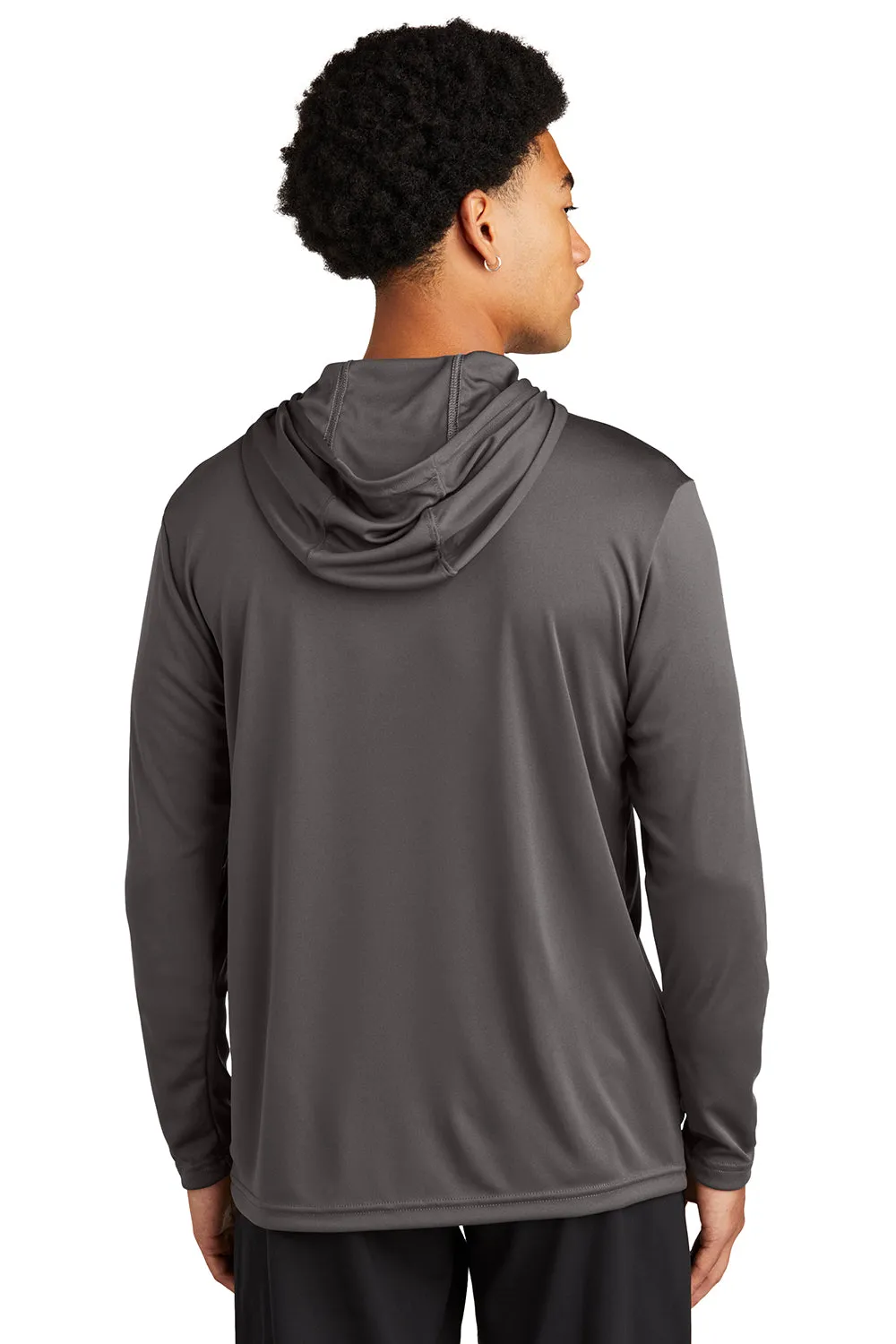 Sport-Tek Mens Competitor Moisture Wicking Long Sleeve Hooded T-Shirt Hoodie - Iron Grey