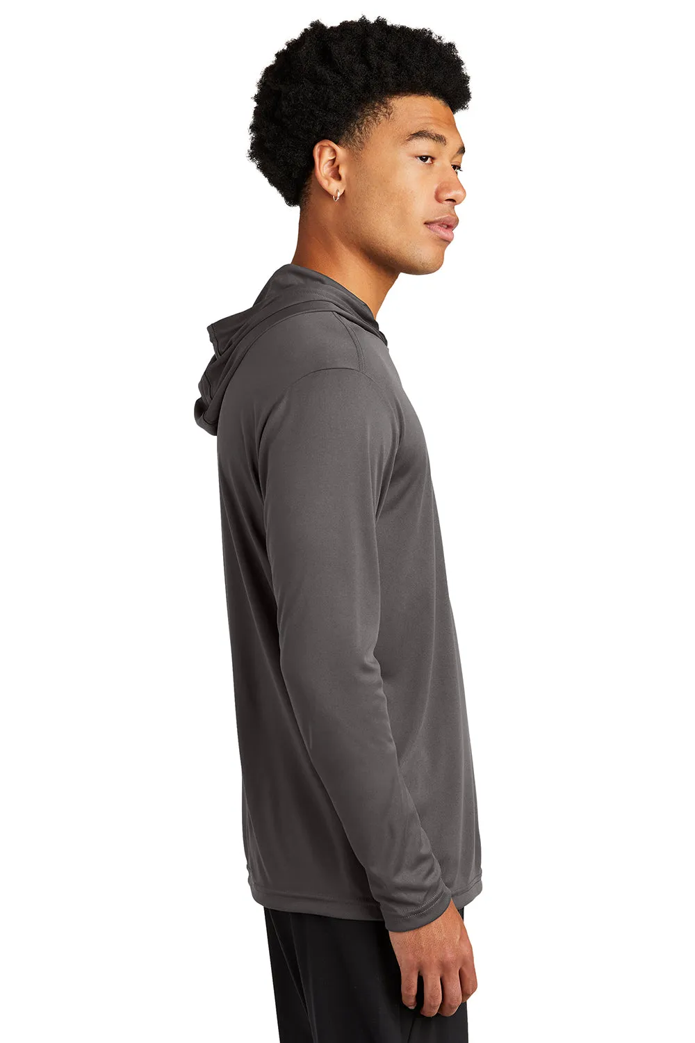 Sport-Tek Mens Competitor Moisture Wicking Long Sleeve Hooded T-Shirt Hoodie - Iron Grey