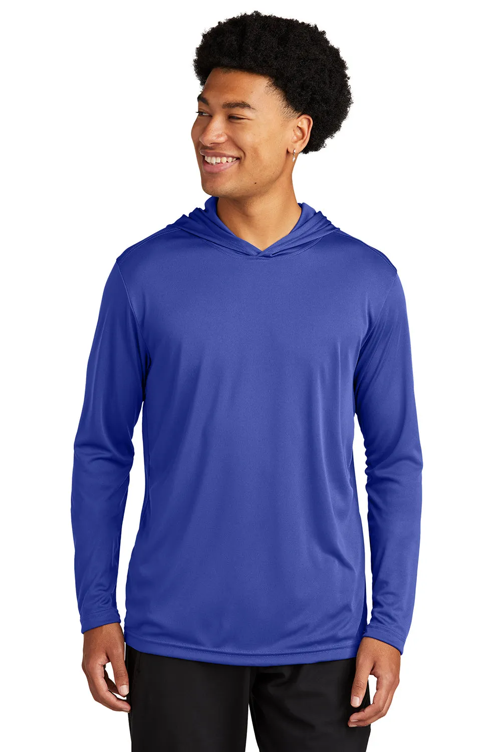 Sport-Tek Mens Competitor Moisture Wicking Long Sleeve Hooded T-Shirt Hoodie - Royal Blue - Closeout