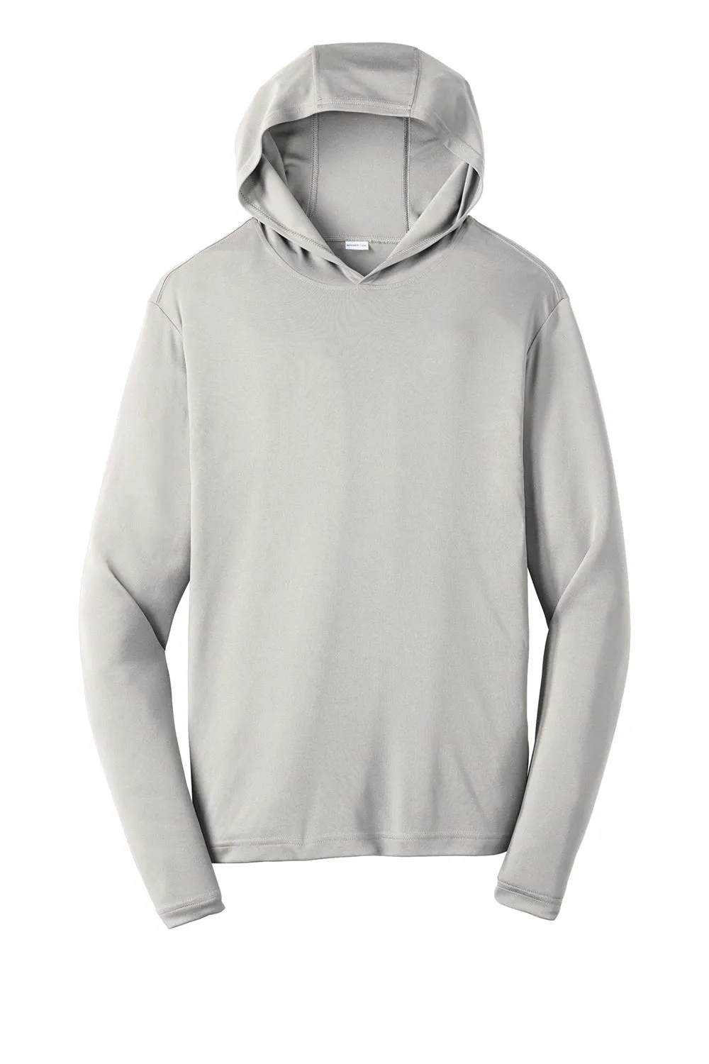 Sport-Tek Mens Competitor Moisture Wicking Long Sleeve Hooded T-Shirt Hoodie - Silver Grey
