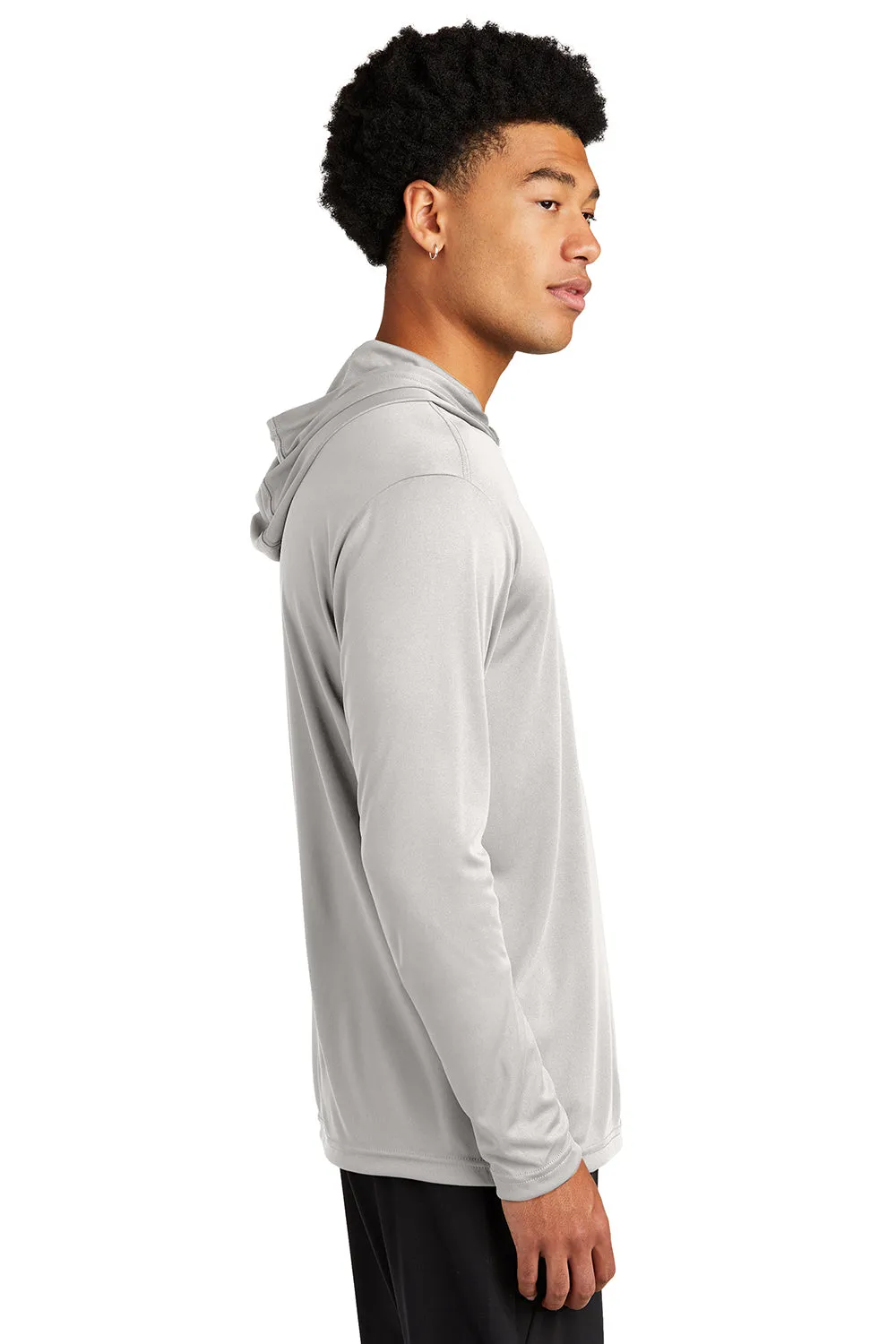Sport-Tek Mens Competitor Moisture Wicking Long Sleeve Hooded T-Shirt Hoodie - Silver Grey