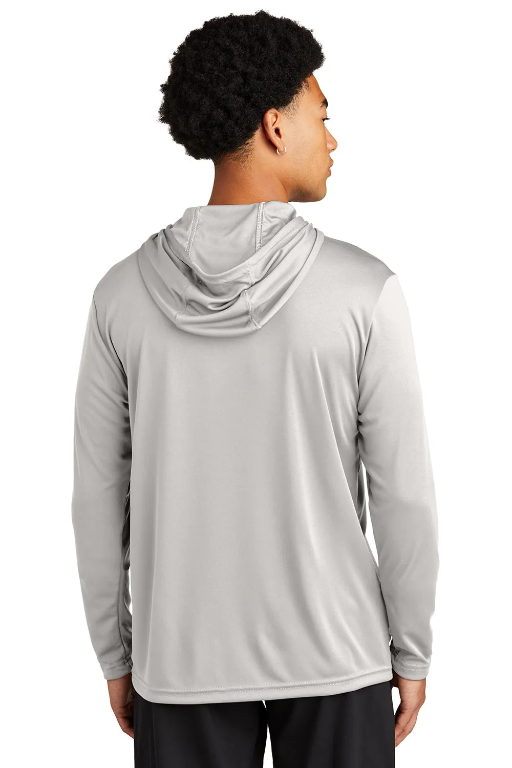 Sport-Tek Mens Competitor Moisture Wicking Long Sleeve Hooded T-Shirt Hoodie - Silver Grey