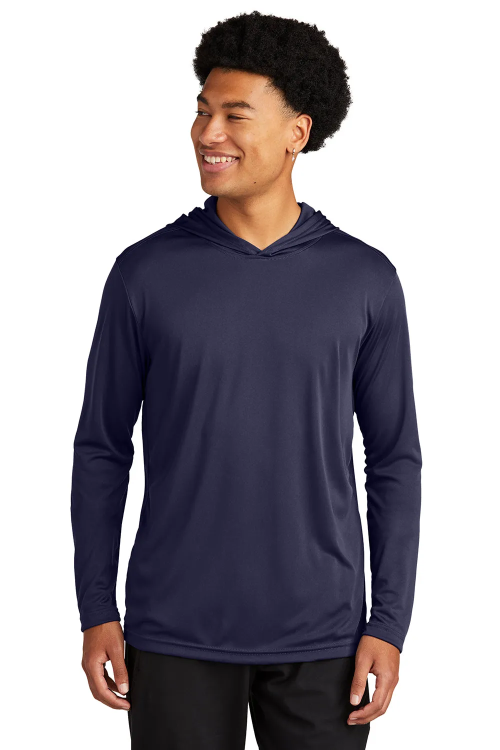 Sport-Tek Mens Competitor Moisture Wicking Long Sleeve Hooded T-Shirt Hoodie - True Navy Blue