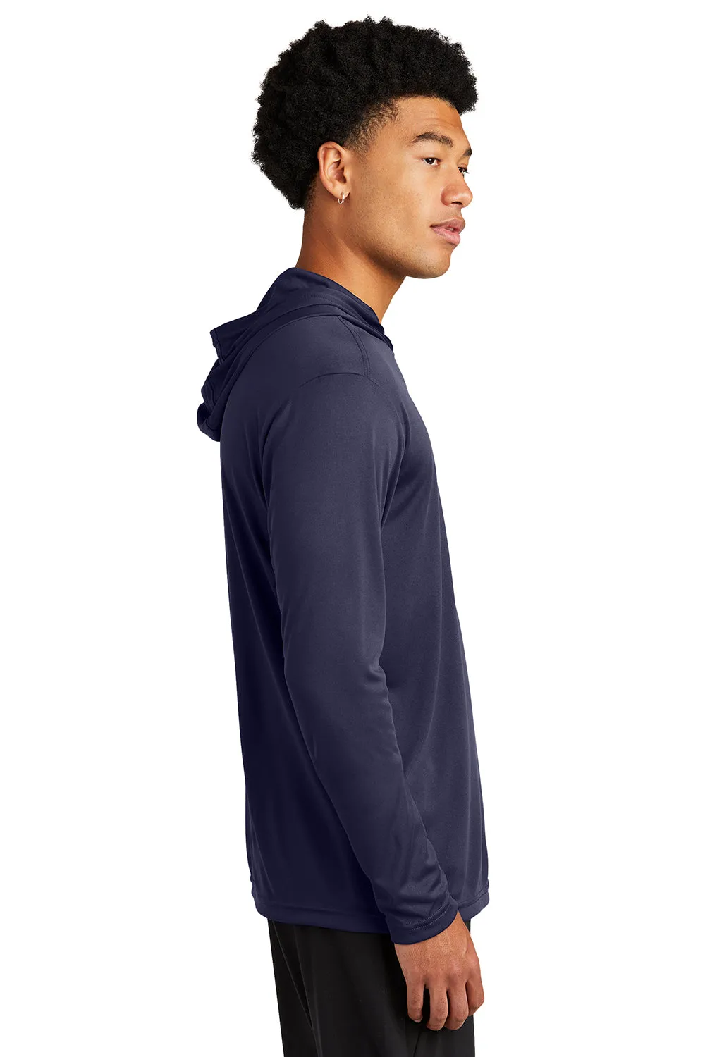 Sport-Tek Mens Competitor Moisture Wicking Long Sleeve Hooded T-Shirt Hoodie - True Navy Blue