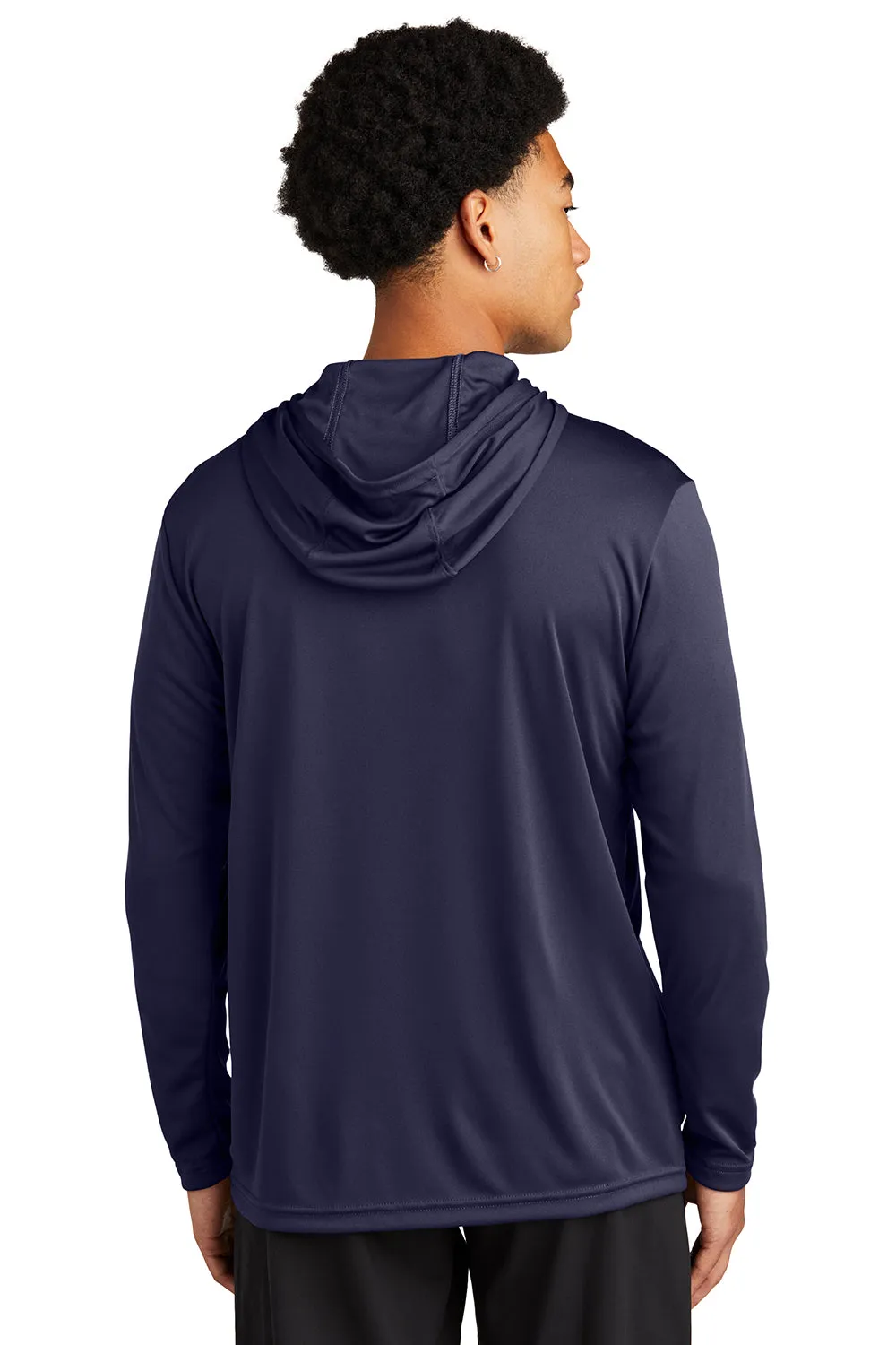 Sport-Tek Mens Competitor Moisture Wicking Long Sleeve Hooded T-Shirt Hoodie - True Navy Blue