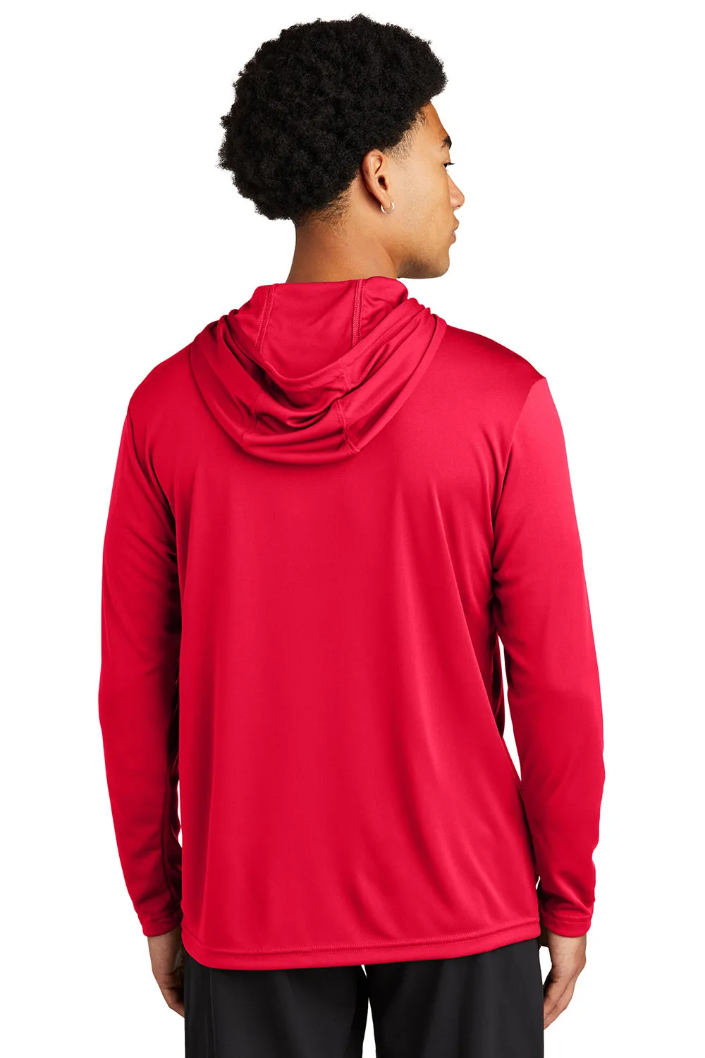 Sport-Tek Mens Competitor Moisture Wicking Long Sleeve Hooded T-Shirt Hoodie - True Red