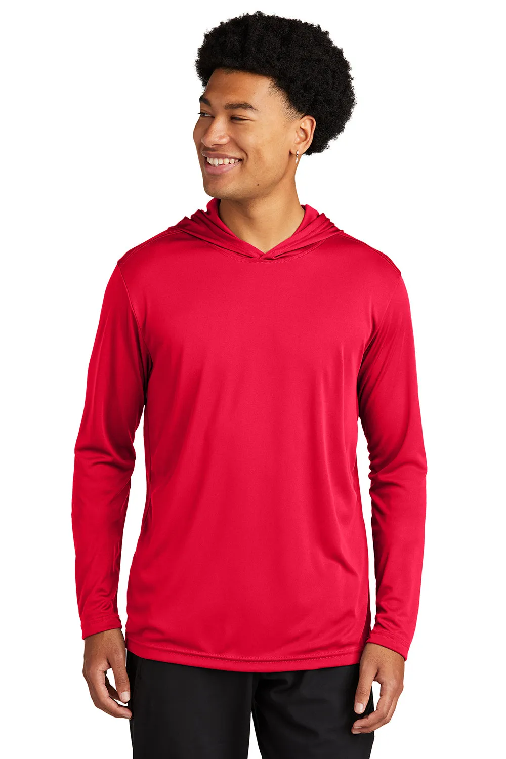 Sport-Tek Mens Competitor Moisture Wicking Long Sleeve Hooded T-Shirt Hoodie - True Red