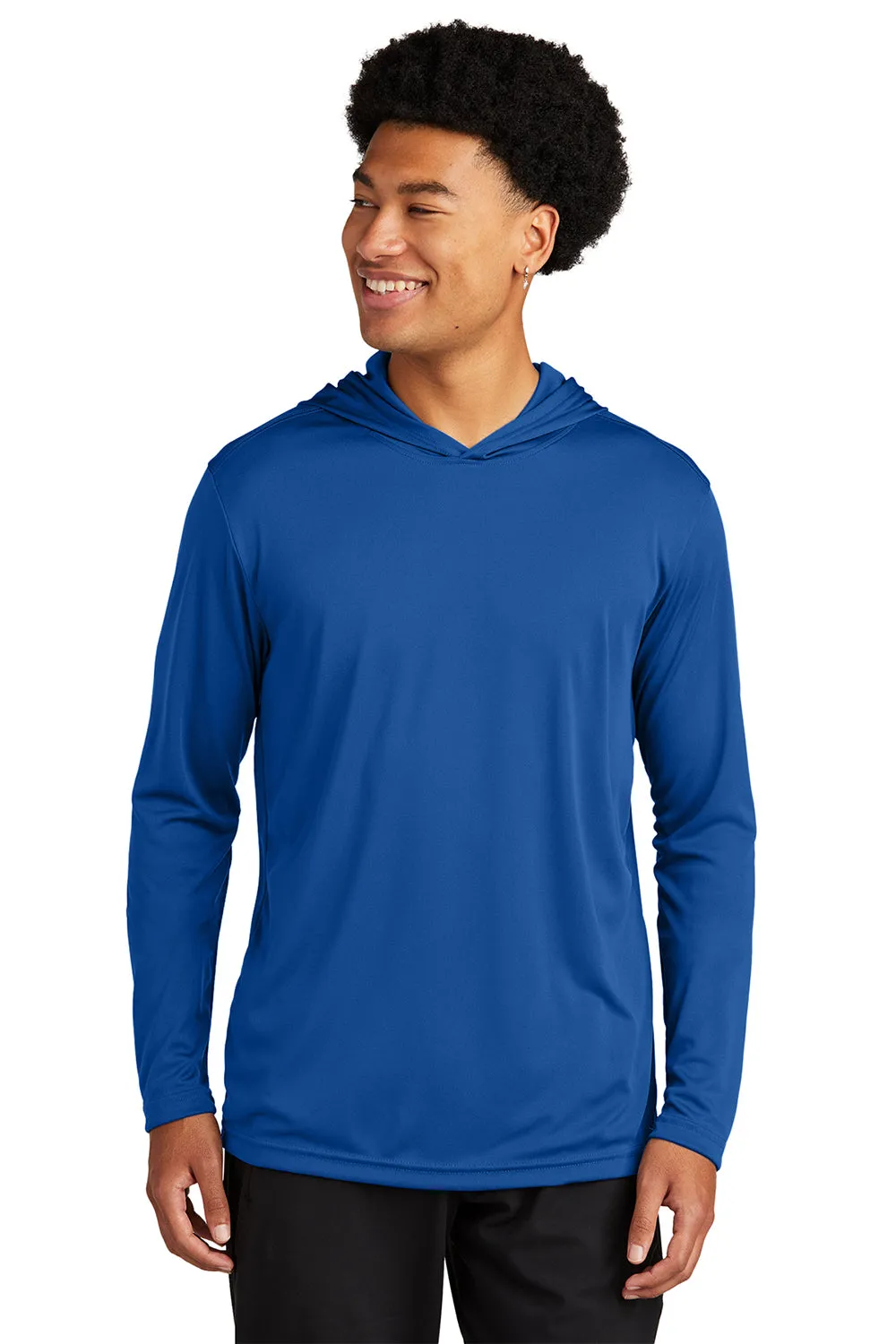 Sport-Tek Mens Competitor Moisture Wicking Long Sleeve Hooded T-Shirt Hoodie - True Royal Blue