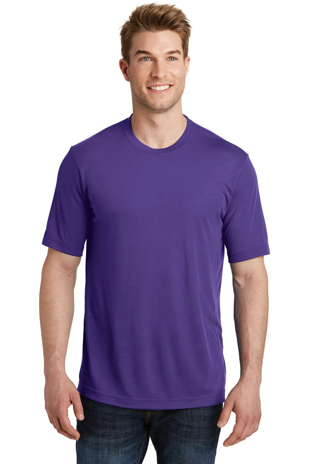 Sport-Tek Mens Competitor Moisture Wicking Short Sleeve Crewneck T-Shirt - Purple - Closeout