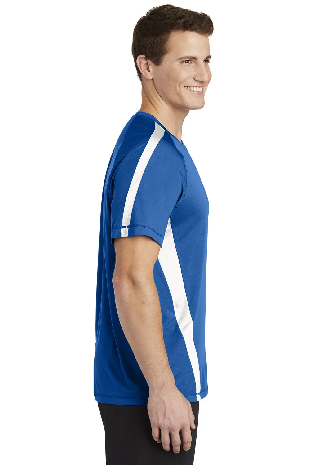 Sport-Tek Mens Competitor Moisture Wicking Short Sleeve Crewneck T-Shirt - True Royal Blue/White