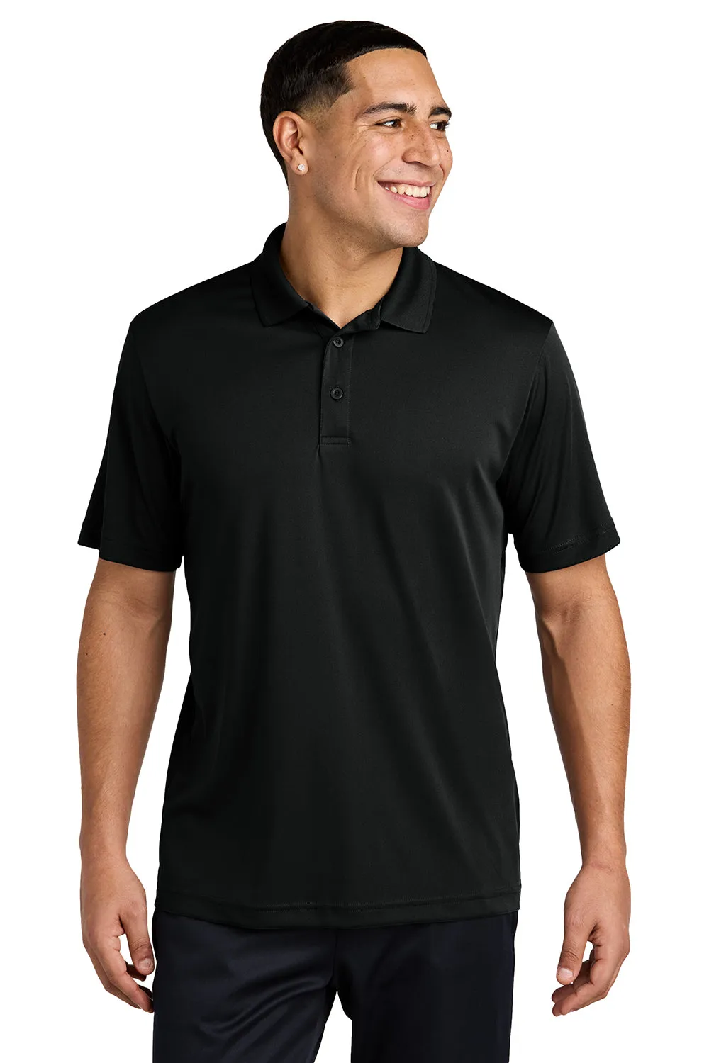 Sport-Tek Mens Competitor Moisture Wicking Short Sleeve Polo Shirt - Black