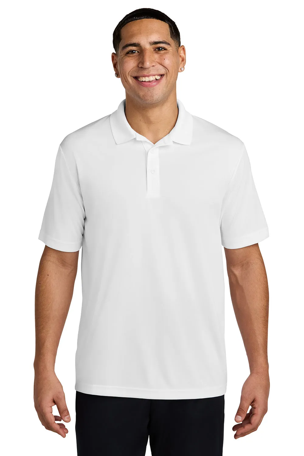 Sport-Tek Mens Competitor Moisture Wicking Short Sleeve Polo Shirt - White