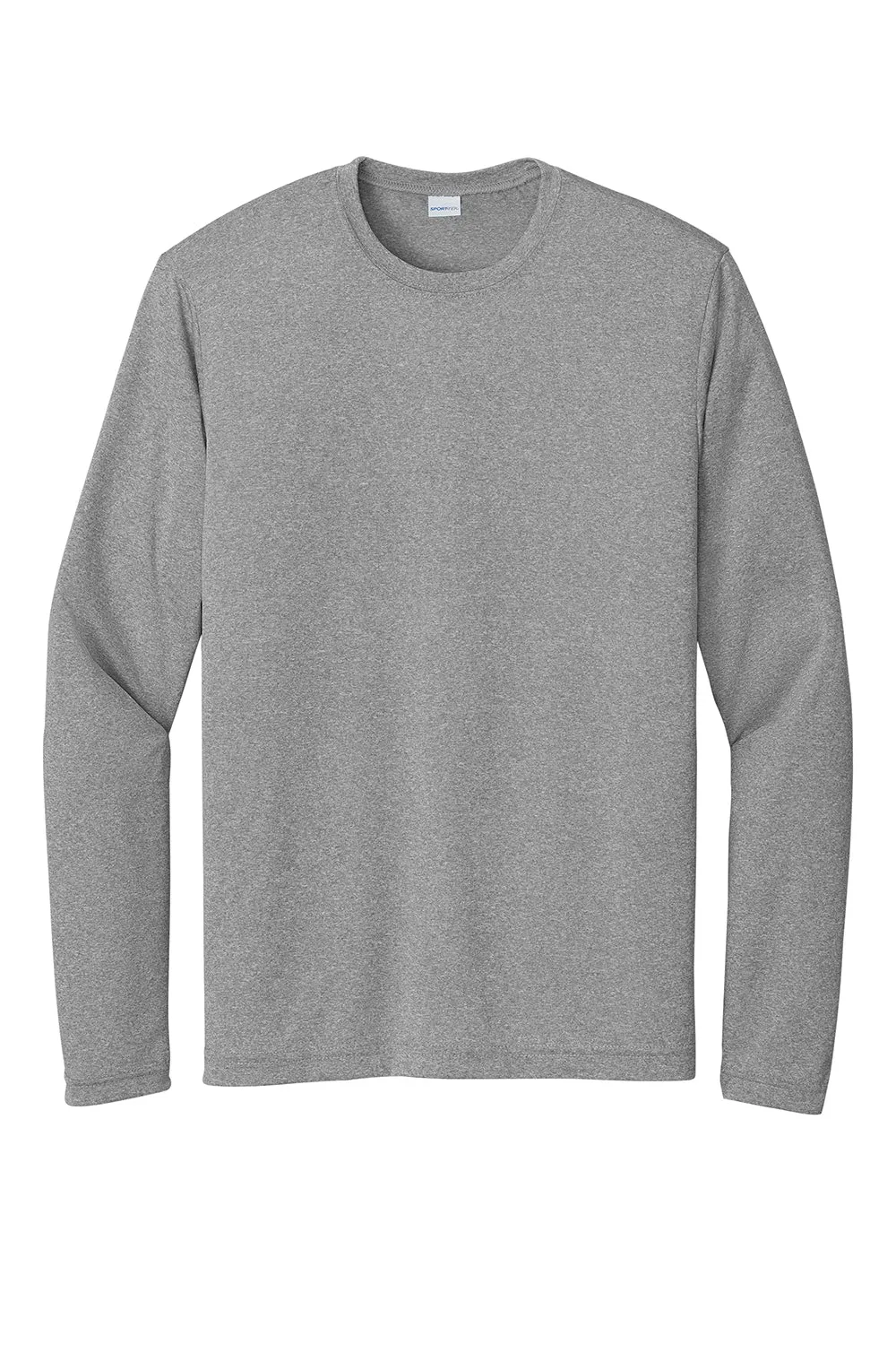 Sport-Tek Mens Contender Heather Moisture Wicking Long Sleeve Crewneck T-Shirt - Heather Vintage Grey