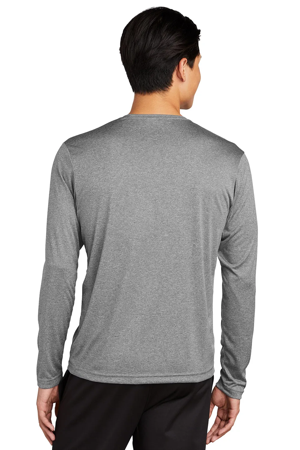 Sport-Tek Mens Contender Heather Moisture Wicking Long Sleeve Crewneck T-Shirt - Heather Vintage Grey