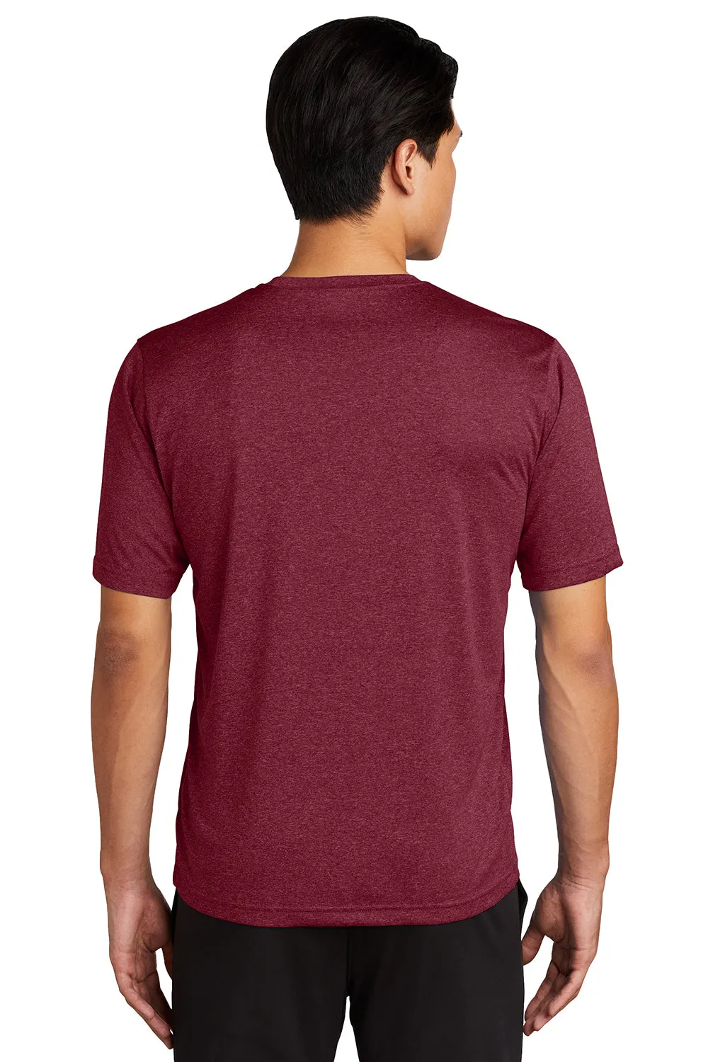 Sport-Tek Mens Contender Heather Moisture Wicking Short Sleeve Crewneck T-Shirt - Heather Cardinal Red - Closeout
