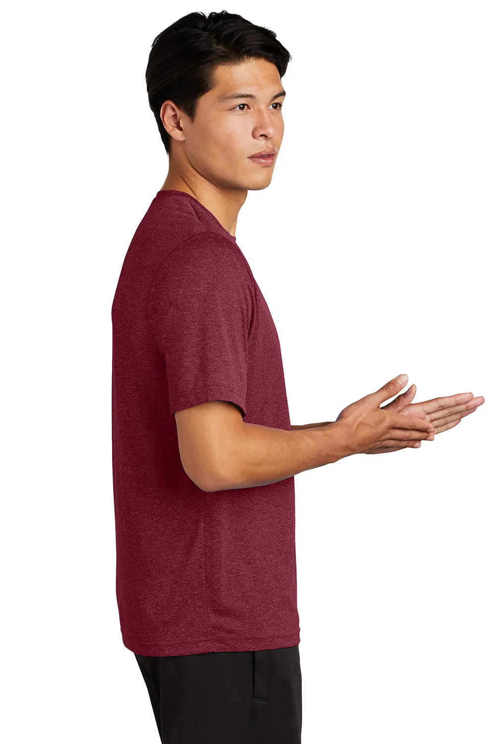 Sport-Tek Mens Contender Heather Moisture Wicking Short Sleeve Crewneck T-Shirt - Heather Cardinal Red - Closeout