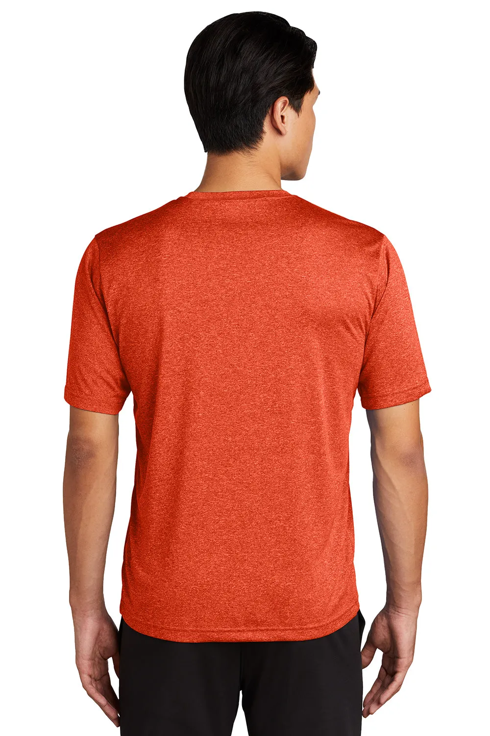 Sport-Tek Mens Contender Heather Moisture Wicking Short Sleeve Crewneck T-Shirt - Heather Deep Orange