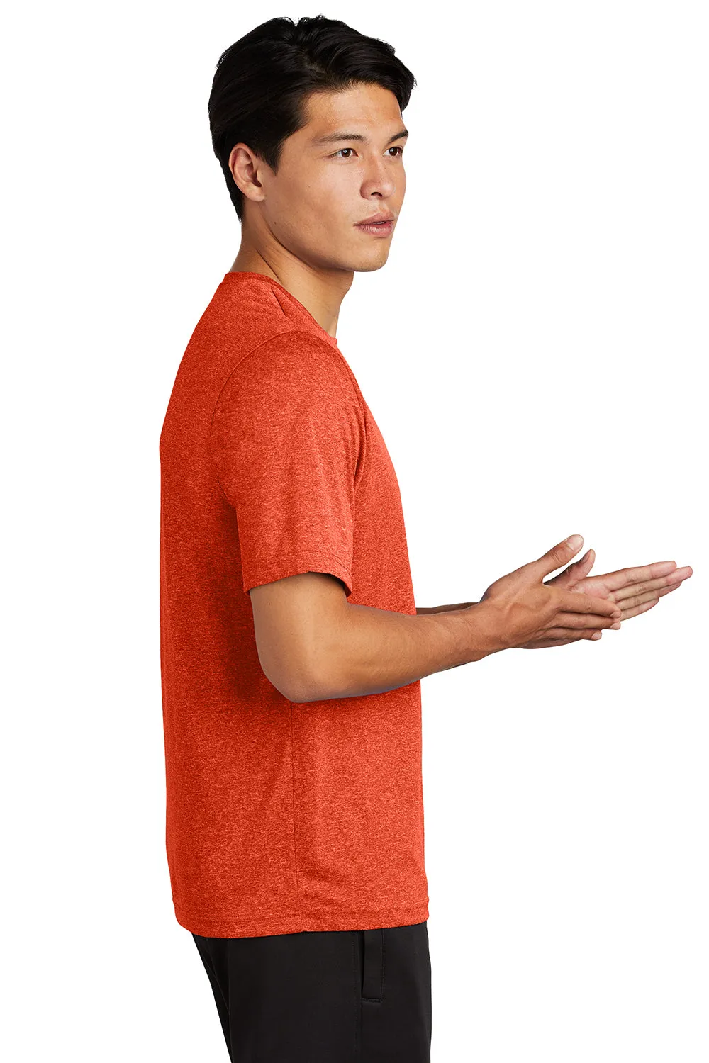 Sport-Tek Mens Contender Heather Moisture Wicking Short Sleeve Crewneck T-Shirt - Heather Deep Orange