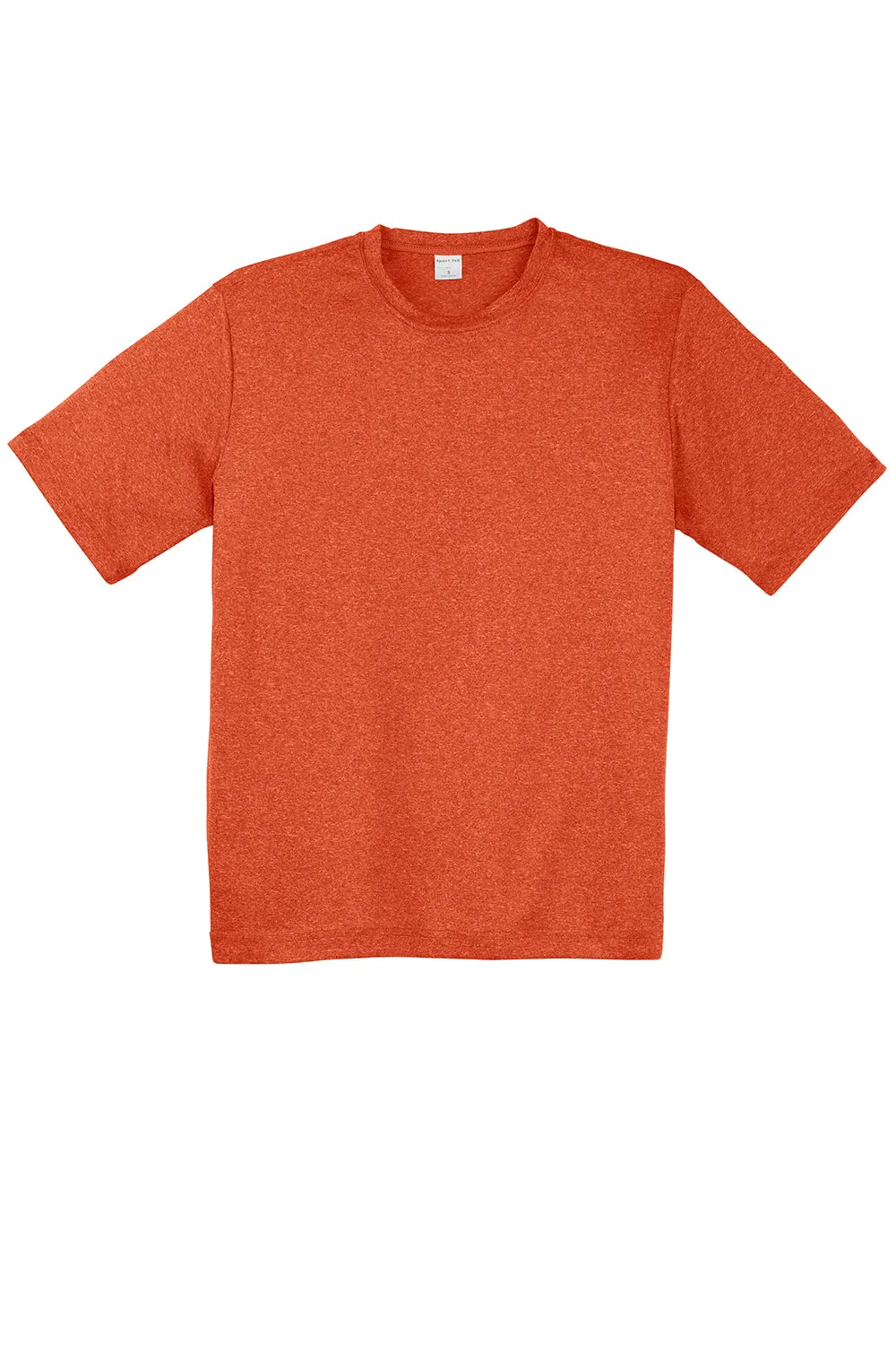 Sport-Tek Mens Contender Heather Moisture Wicking Short Sleeve Crewneck T-Shirt - Heather Deep Orange
