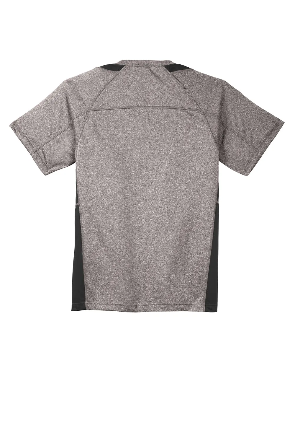 Sport-Tek Mens Contender Heather Moisture Wicking Short Sleeve Crewneck T-Shirt - Heather Vintage Grey/Black