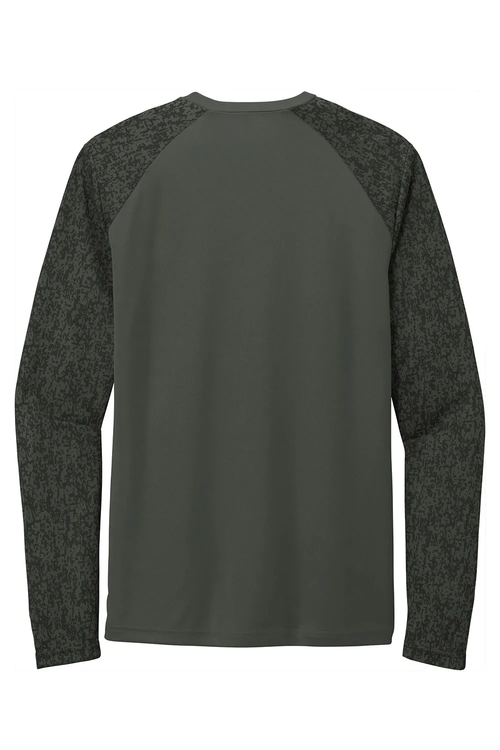 Sport-Tek Mens Digi Camo Moisture Wicking Long Sleeve Crewneck T-Shirt - Black
