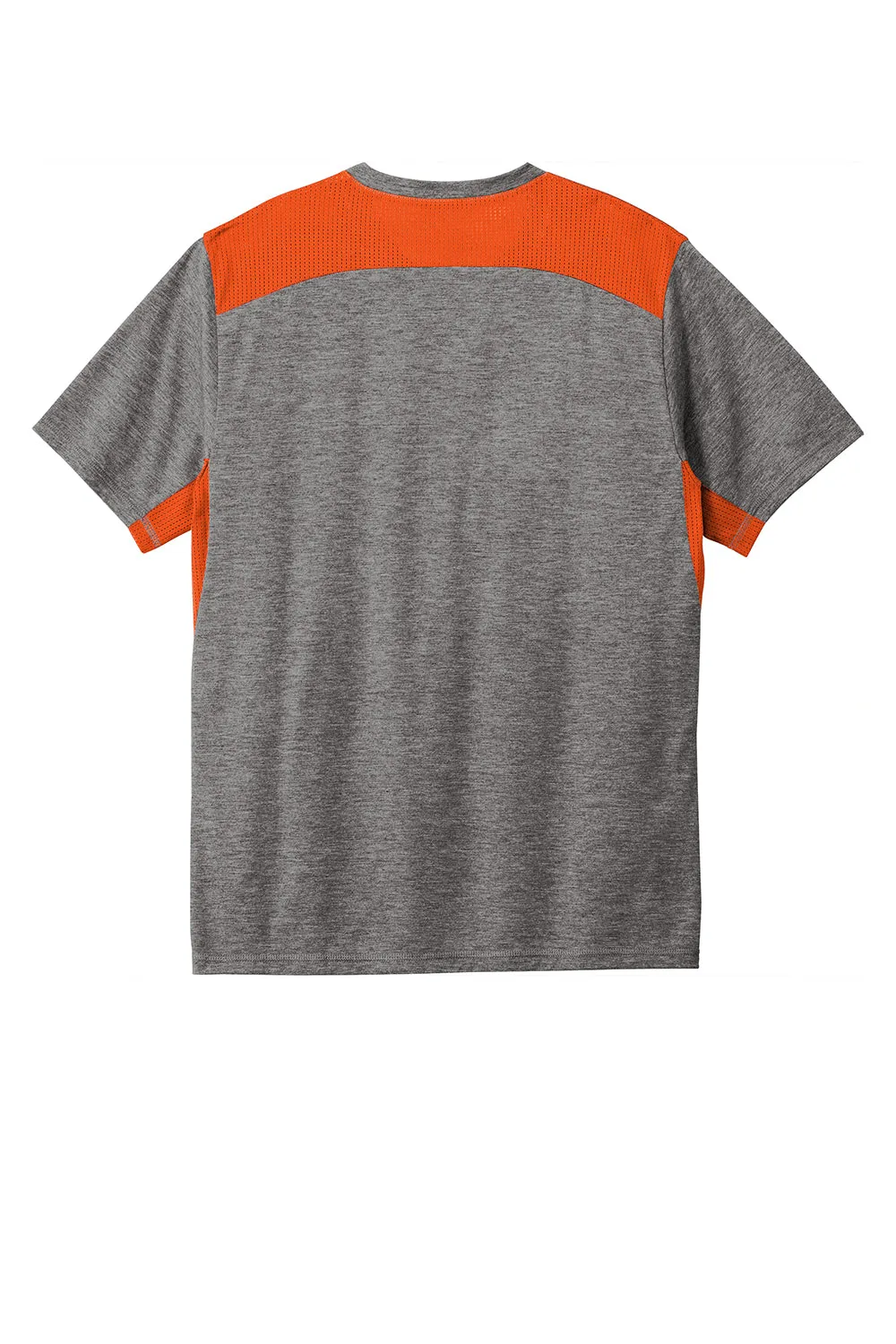 Sport-Tek Mens Draft Moisture Wicking Short Sleeve Crewneck T-Shirt - Heather Dark Grey/Deep Orange