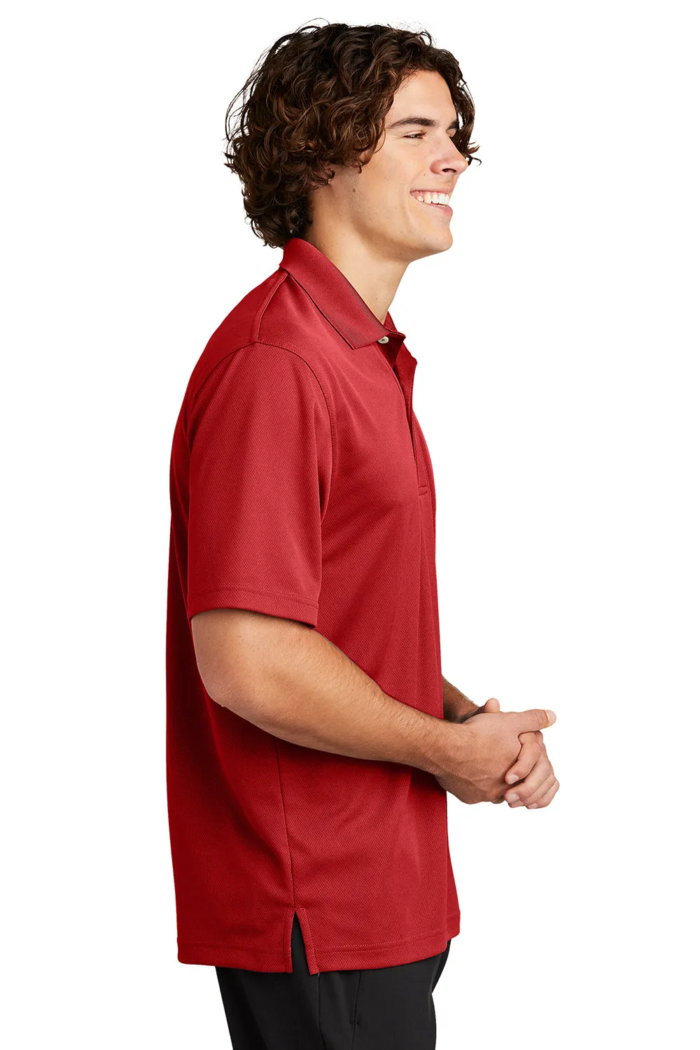 Sport-Tek Mens Dri-Mesh Moisture Wicking Short Sleeve Polo Shirt - Red