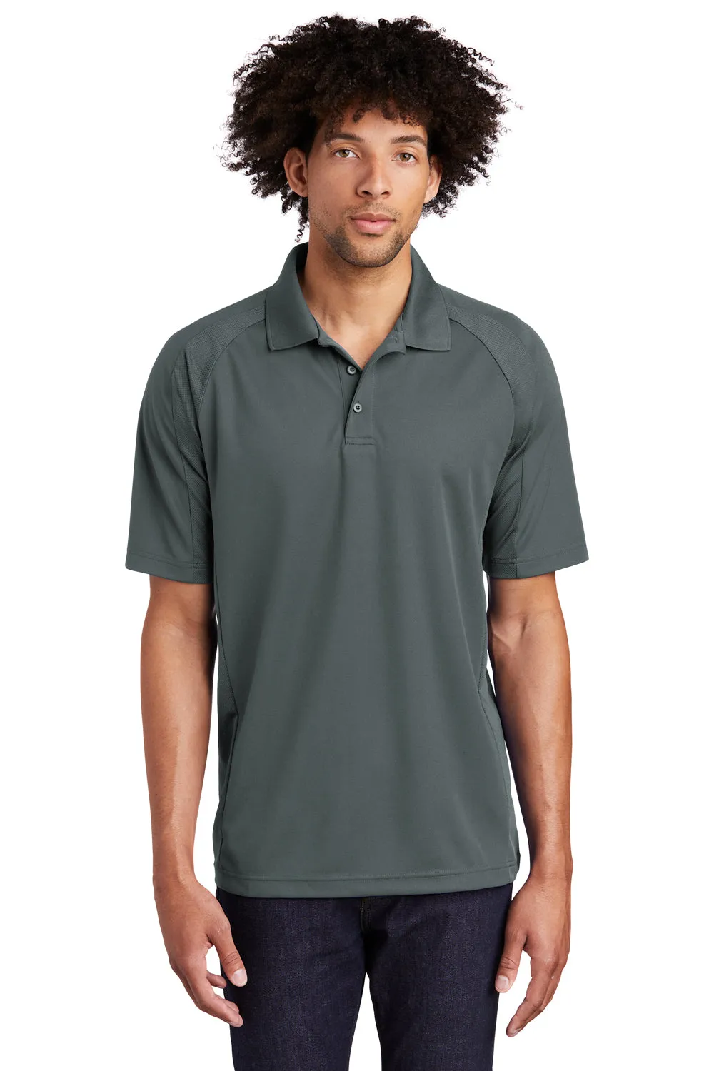 Sport-Tek Mens Dri-Mesh Moisture Wicking Short Sleeve Polo Shirt - Steel Grey