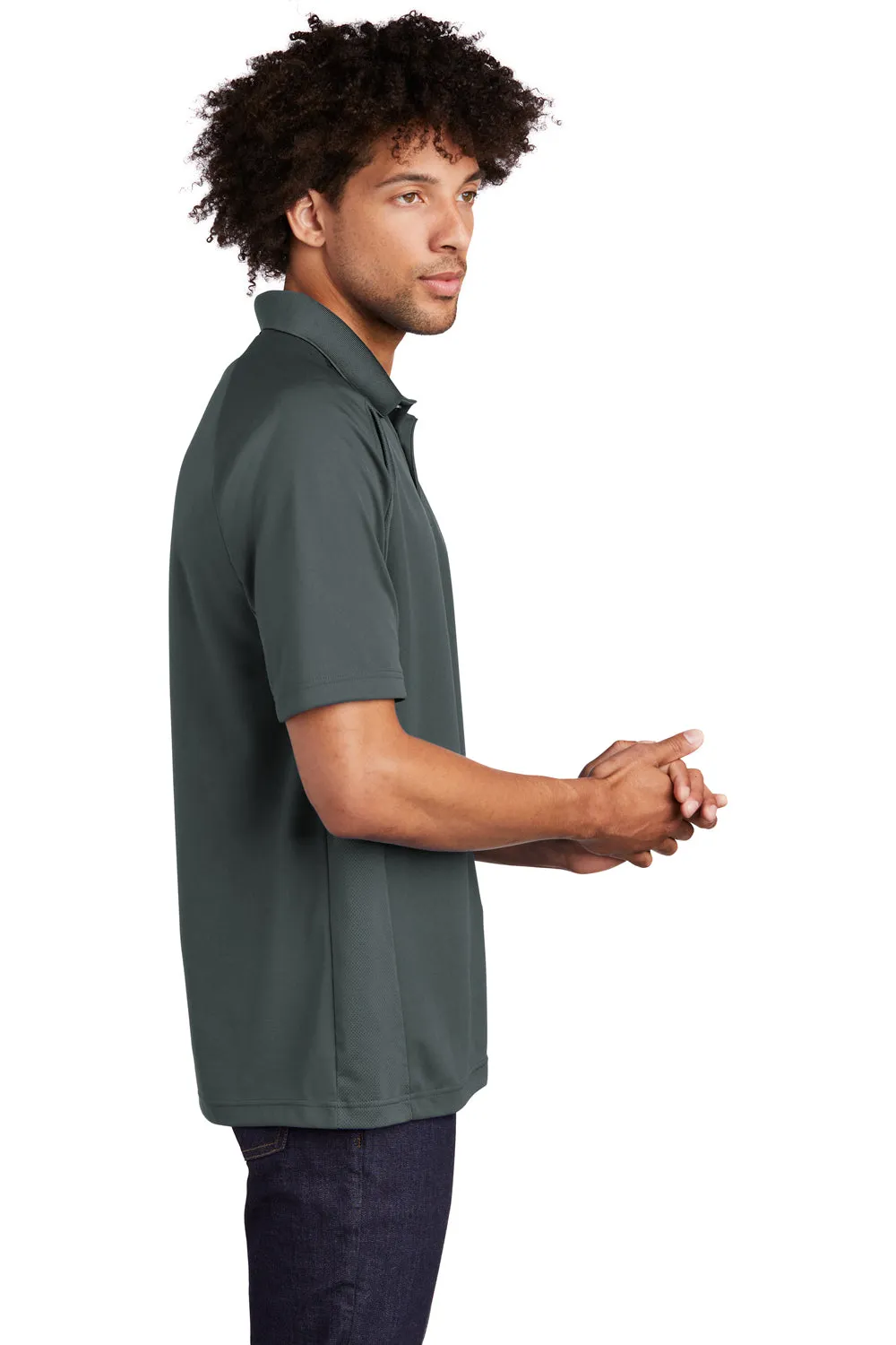 Sport-Tek Mens Dri-Mesh Moisture Wicking Short Sleeve Polo Shirt - Steel Grey