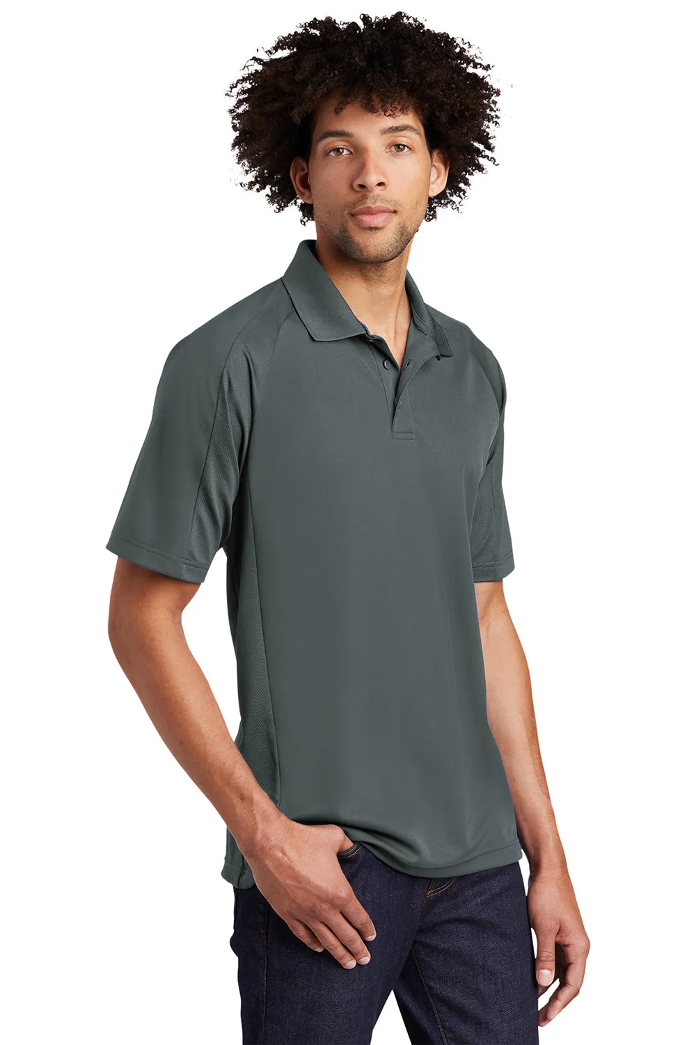 Sport-Tek Mens Dri-Mesh Moisture Wicking Short Sleeve Polo Shirt - Steel Grey