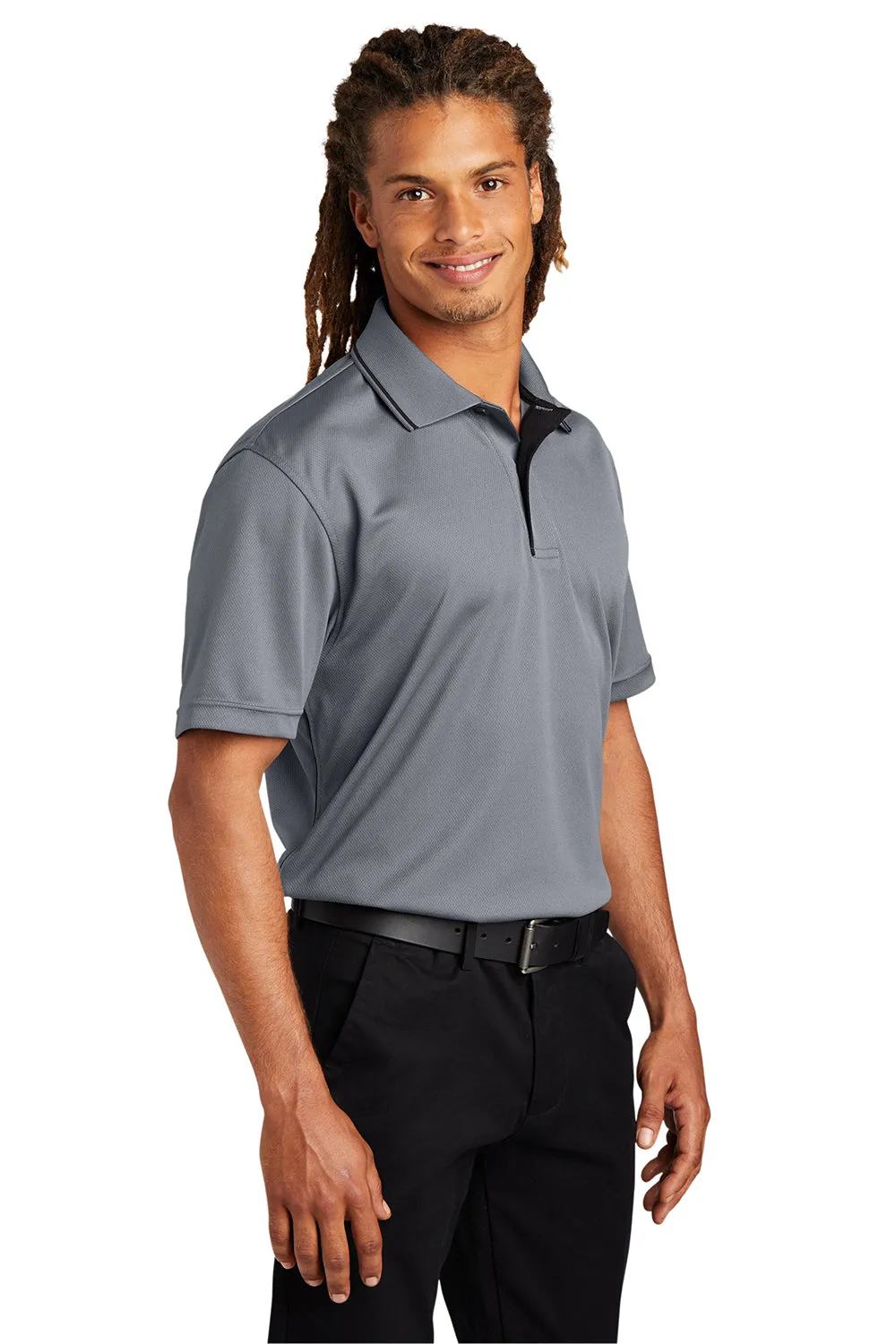 Sport-Tek Mens Dri-Mesh Moisture Wicking Short Sleeve Polo Shirt - Steel Grey/Black