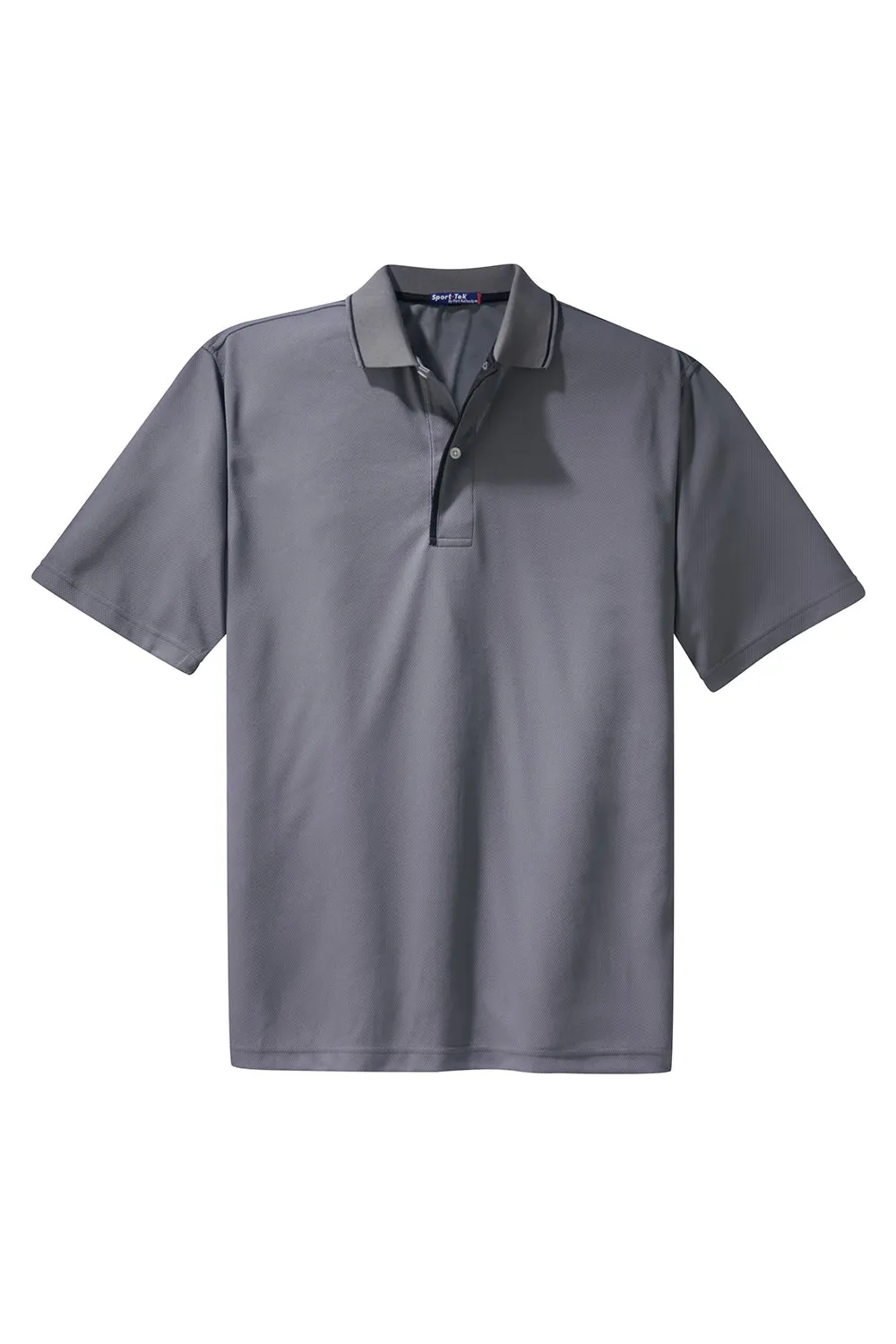 Sport-Tek Mens Dri-Mesh Moisture Wicking Short Sleeve Polo Shirt - Steel Grey/Black