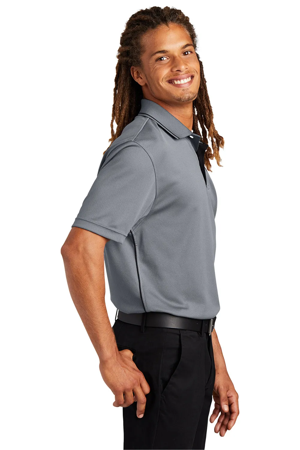 Sport-Tek Mens Dri-Mesh Moisture Wicking Short Sleeve Polo Shirt - Steel Grey/Black