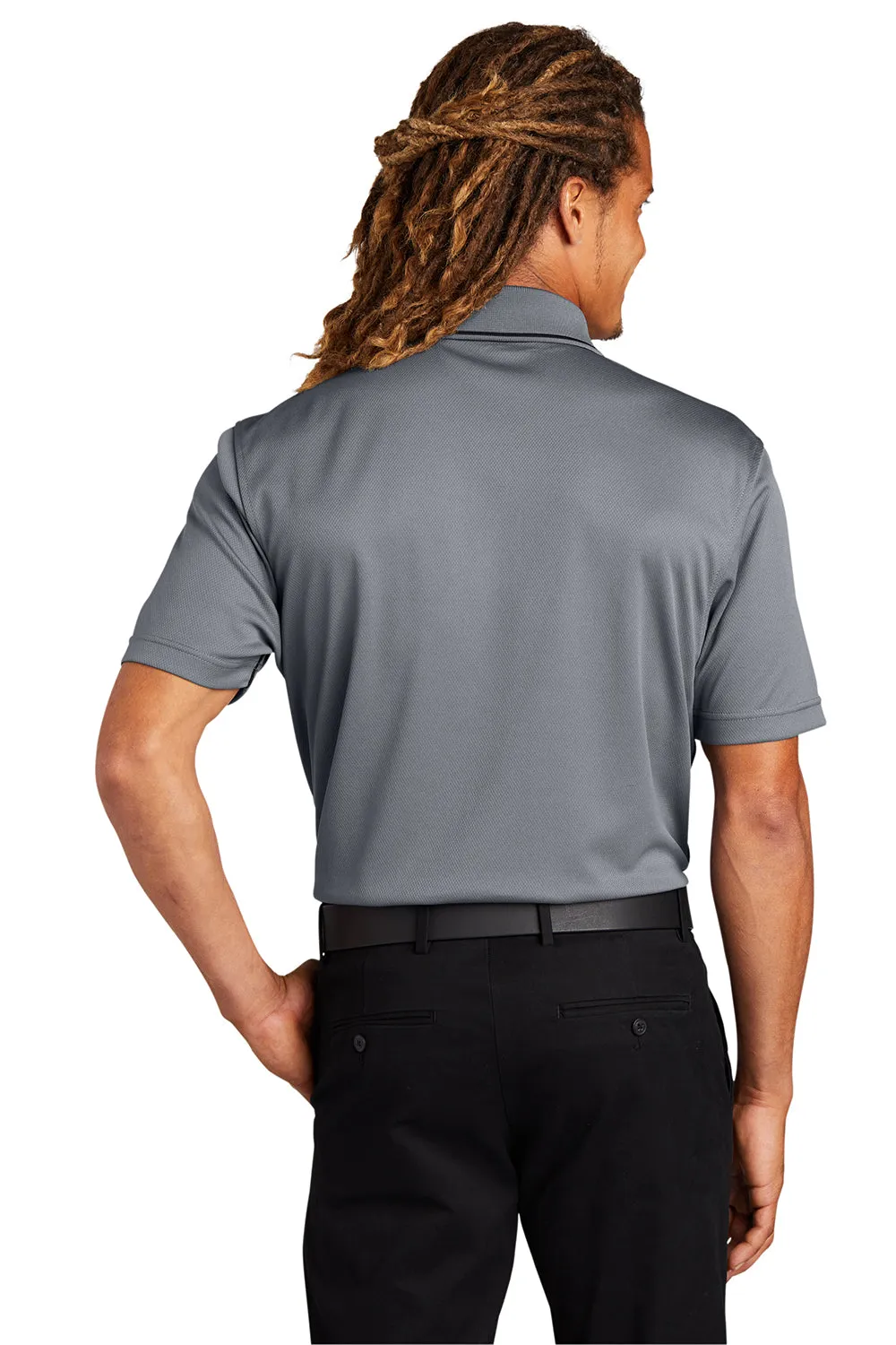 Sport-Tek Mens Dri-Mesh Moisture Wicking Short Sleeve Polo Shirt - Steel Grey/Black
