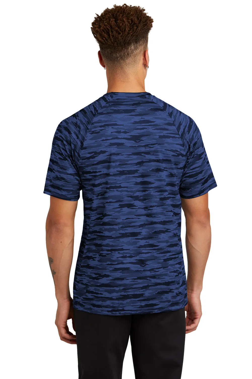 Sport-Tek Mens Drift Camo Moisture Wicking Short Sleeve Crewneck T-Shirt - Royal Blue - Closeout