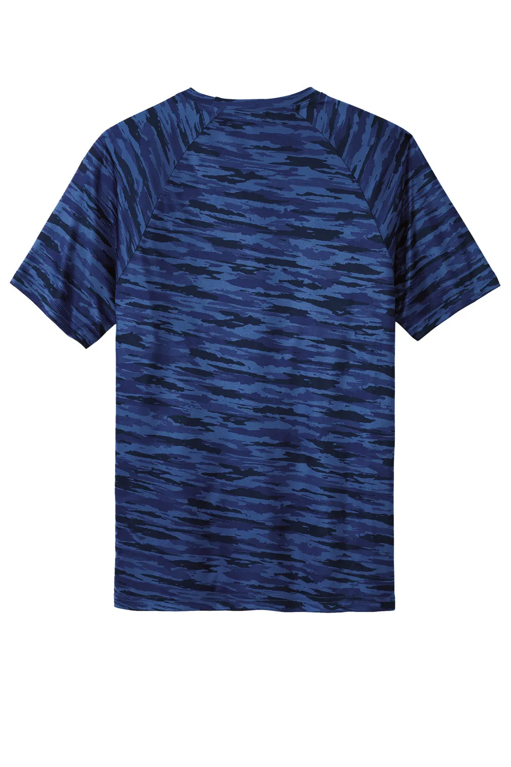 Sport-Tek Mens Drift Camo Moisture Wicking Short Sleeve Crewneck T-Shirt - Royal Blue - Closeout