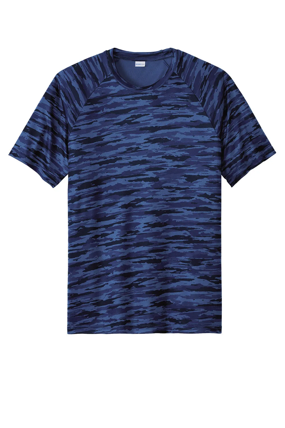Sport-Tek Mens Drift Camo Moisture Wicking Short Sleeve Crewneck T-Shirt - Royal Blue - Closeout
