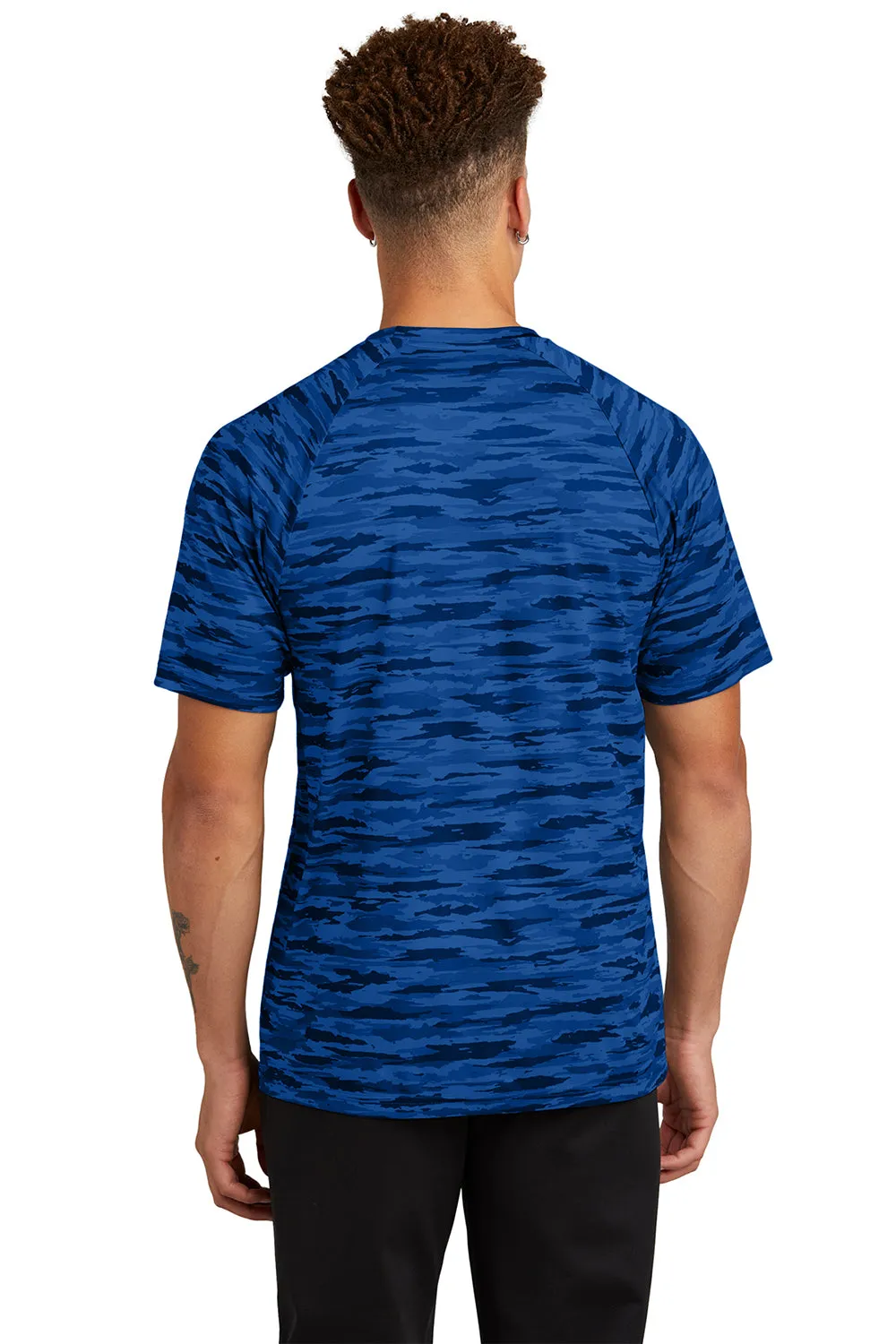 Sport-Tek Mens Drift Camo Moisture Wicking Short Sleeve Crewneck T-Shirt - True Royal Blue