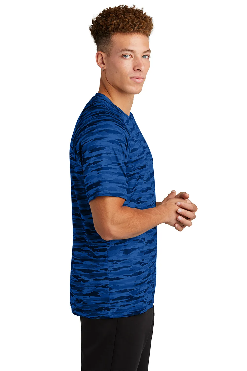 Sport-Tek Mens Drift Camo Moisture Wicking Short Sleeve Crewneck T-Shirt - True Royal Blue