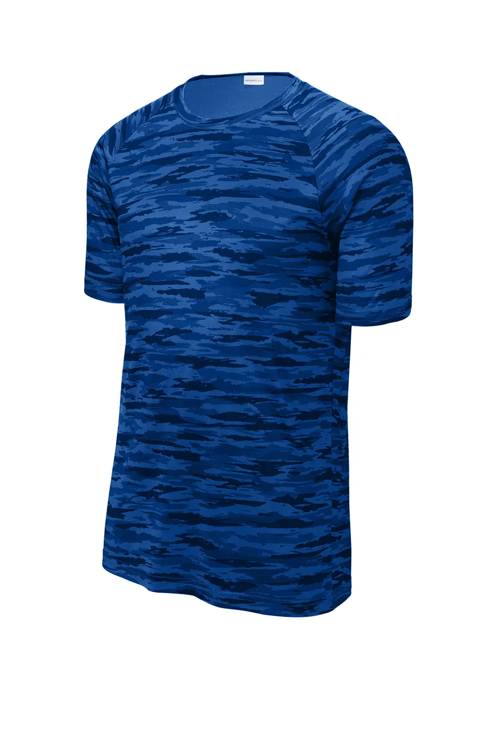 Sport-Tek Mens Drift Camo Moisture Wicking Short Sleeve Crewneck T-Shirt - True Royal Blue