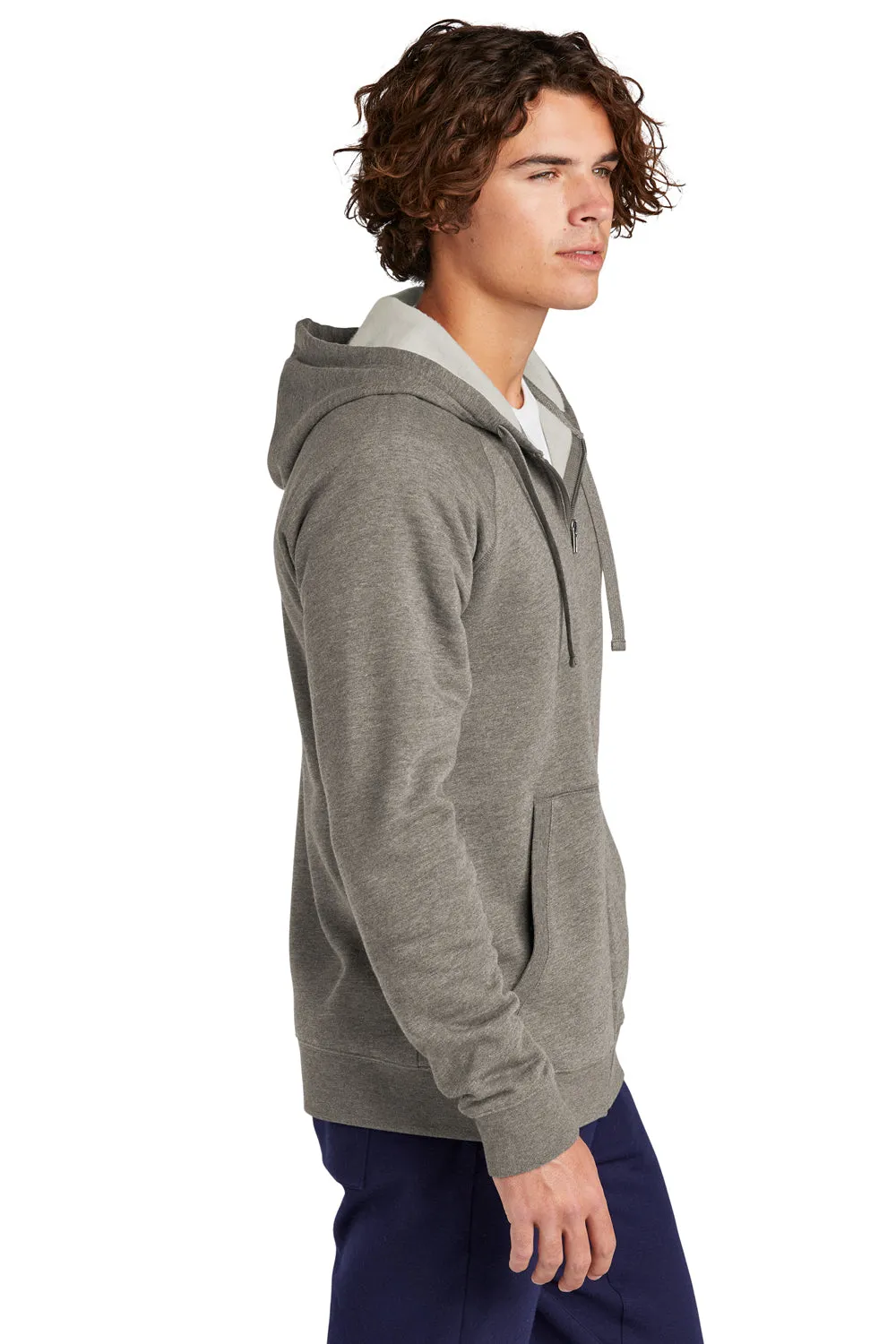 Sport-Tek Mens Drive Fleece Full Zip Hooded Sweatshirt Hoodie w/ Pockets - Heather Vintage Grey