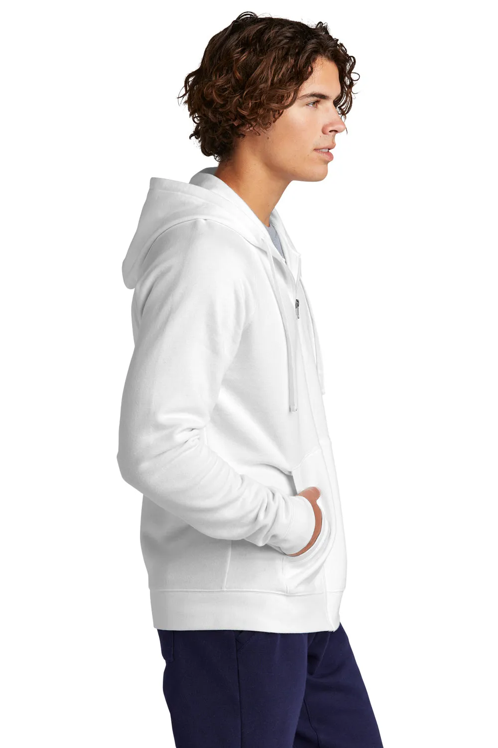 Sport-Tek Mens Drive Fleece Full Zip Hooded Sweatshirt Hoodie w/ Pockets - White