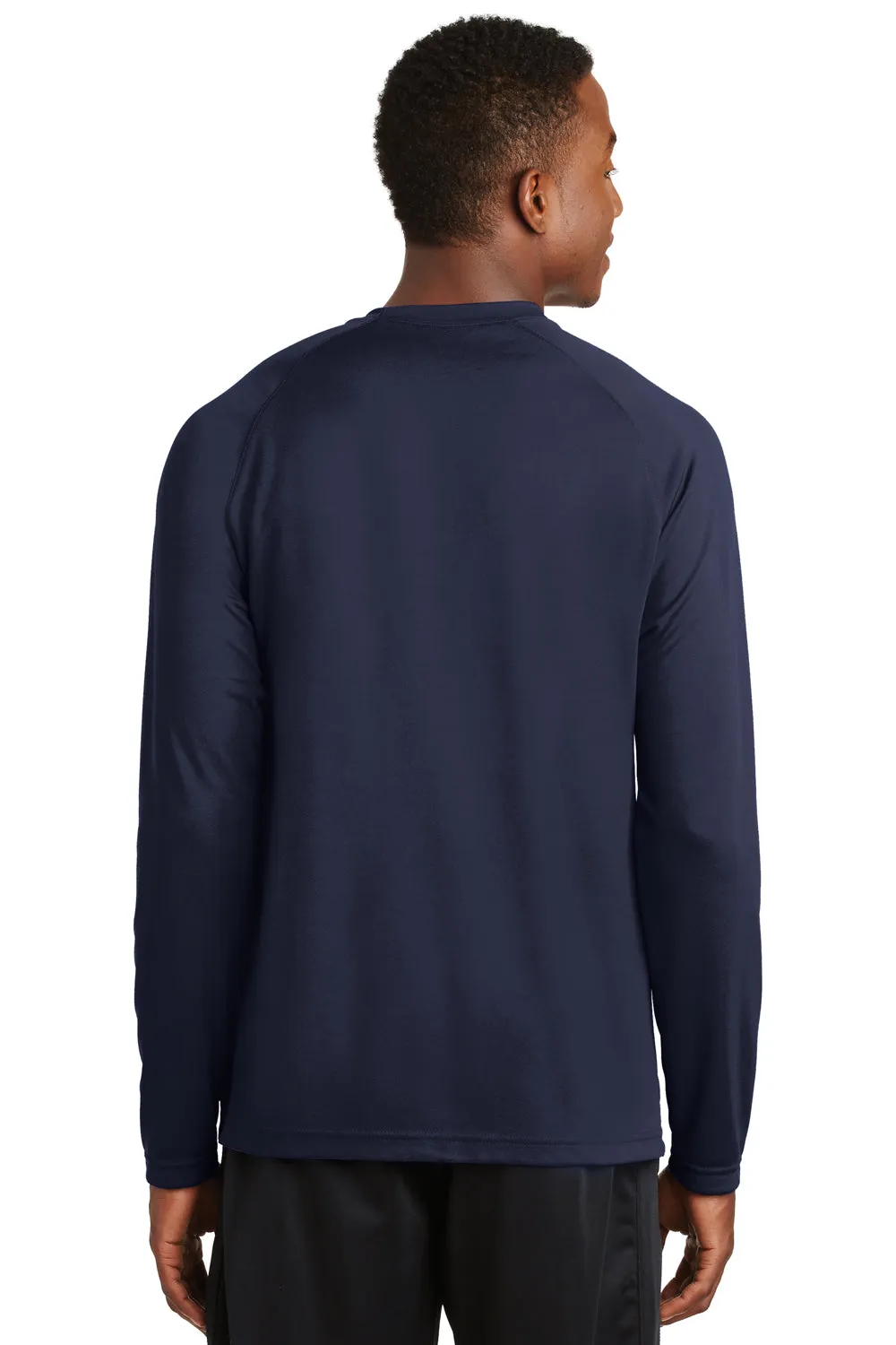 Sport-Tek Mens Dry Zone Moisture Wicking Long Sleeve Crewneck T-Shirt - True Navy Blue