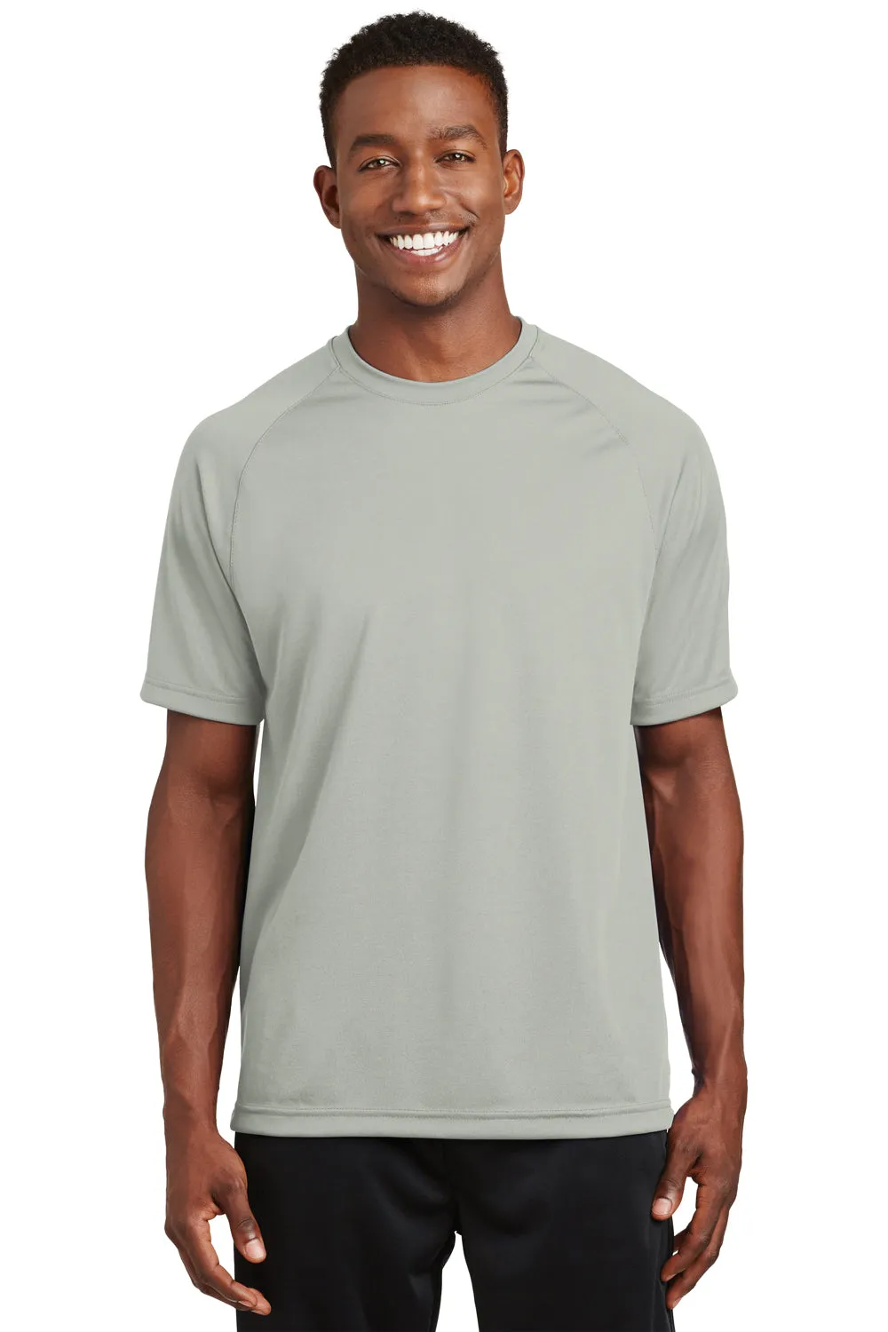 Sport-Tek Mens Dry Zone Moisture Wicking Short Sleeve Crewneck T-Shirt - Silver Grey