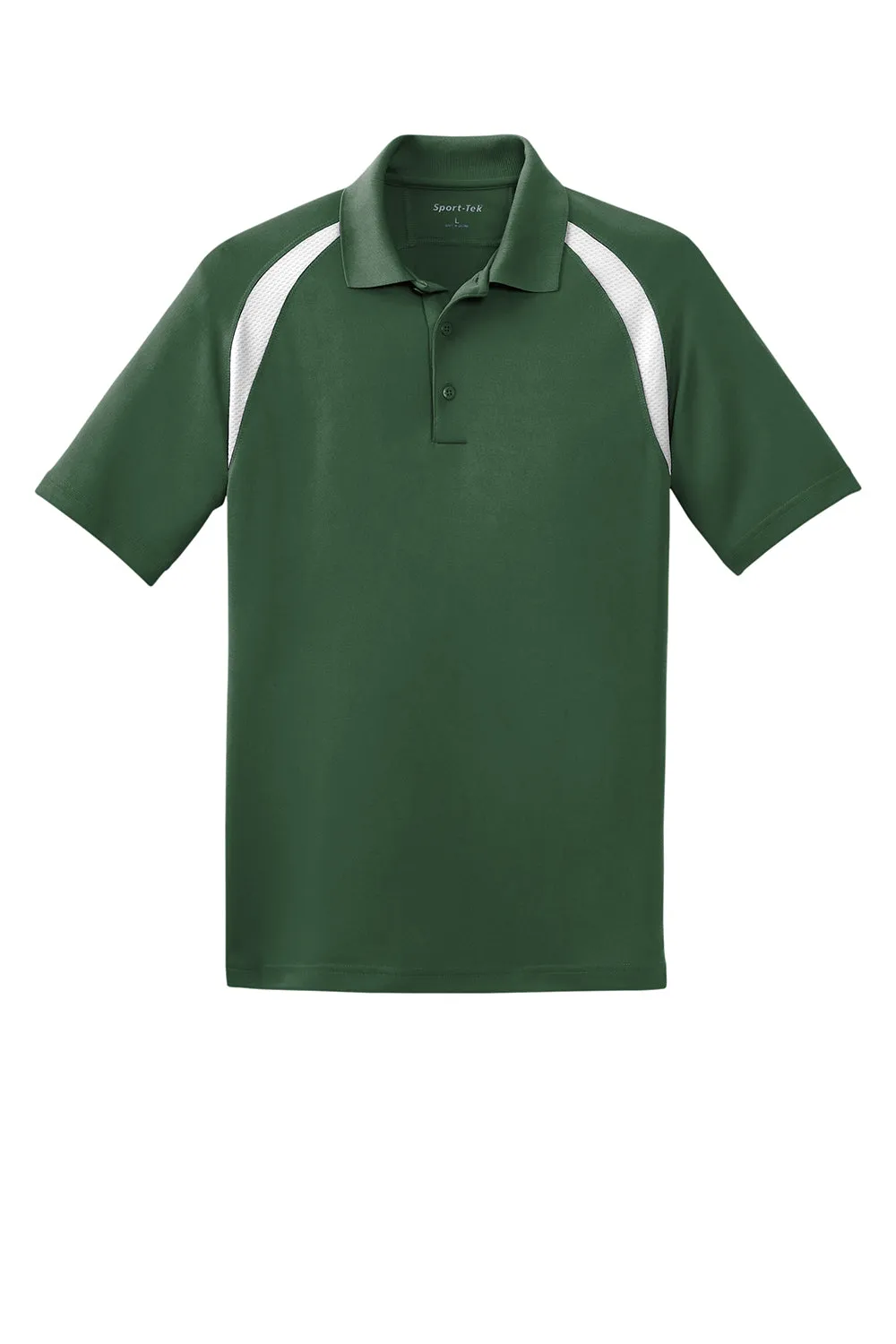 Sport-Tek Mens Dry Zone Moisture Wicking Short Sleeve Polo Shirt - Forest Green/White