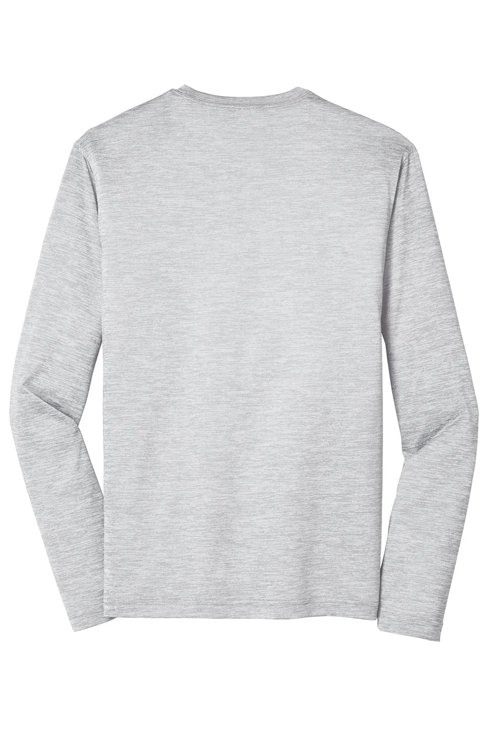Sport-Tek Mens Electric Heather Moisture Wicking Long Sleeve Crewneck T-Shirt - Silver Grey Electric