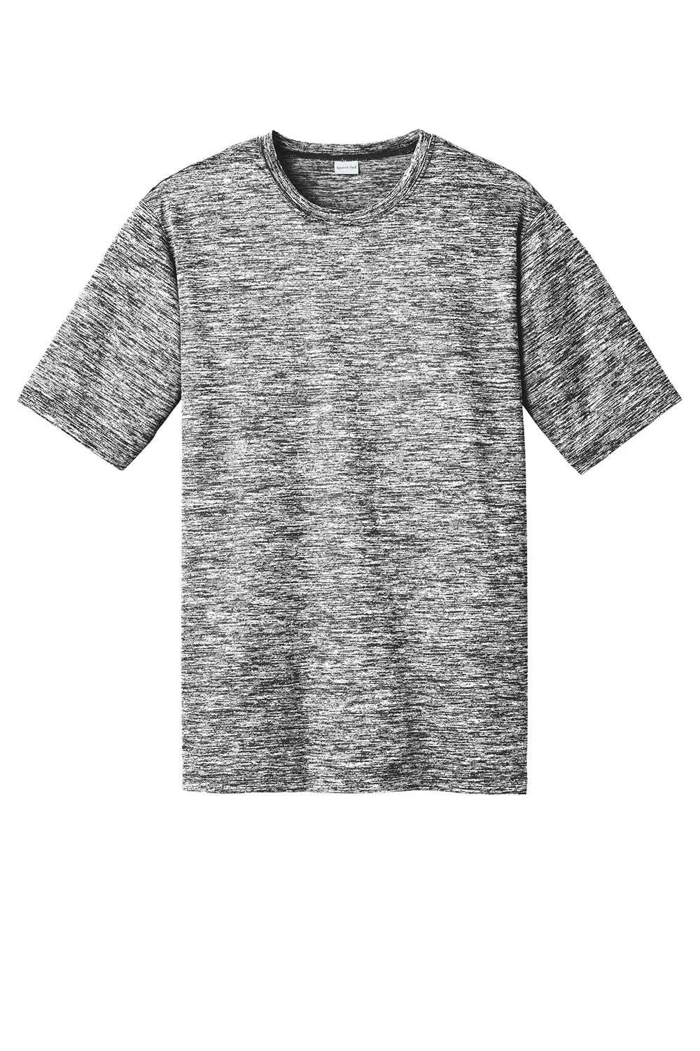 Sport-Tek Mens Electric Heather Moisture Wicking Short Sleeve Crewneck T-Shirt - Black Electric