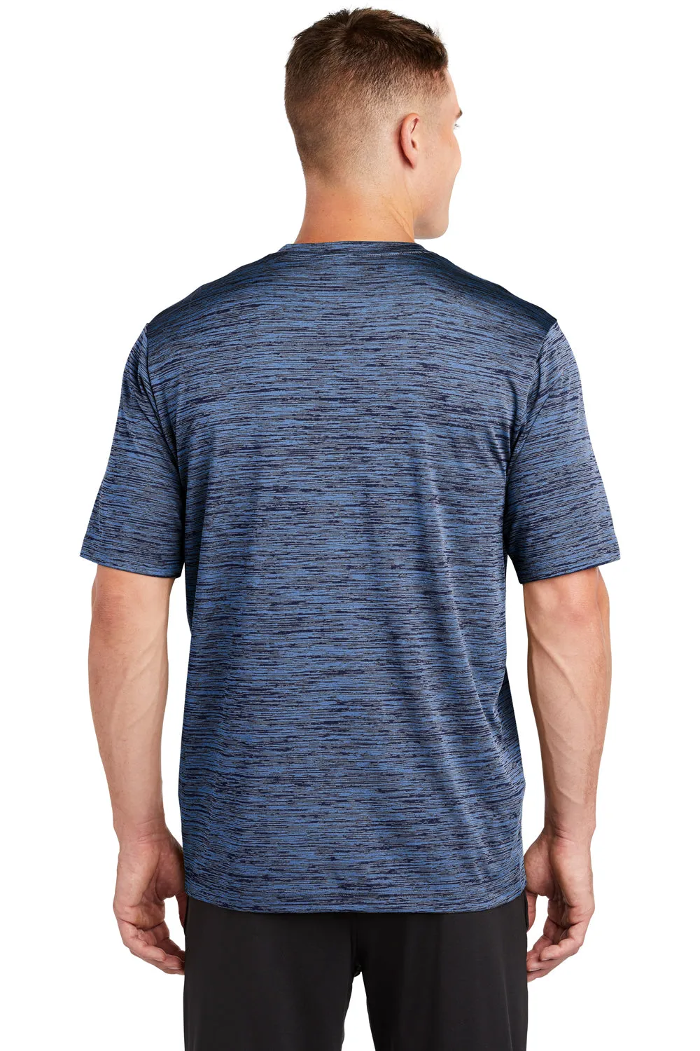 Sport-Tek Mens Electric Heather Moisture Wicking Short Sleeve Crewneck T-Shirt - Carolina Blue/True Navy Blue Electric - Closeout