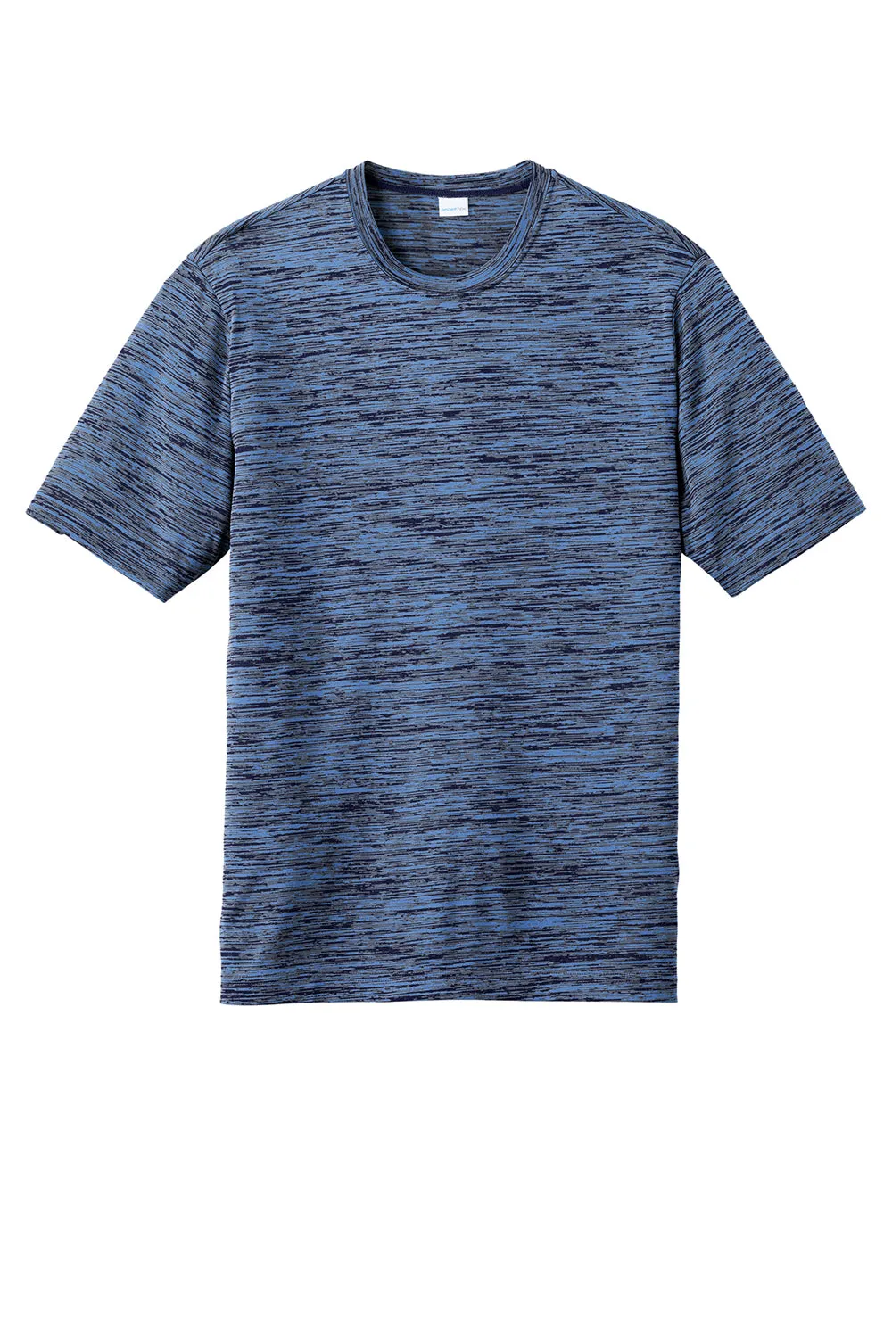 Sport-Tek Mens Electric Heather Moisture Wicking Short Sleeve Crewneck T-Shirt - Carolina Blue/True Navy Blue Electric - Closeout